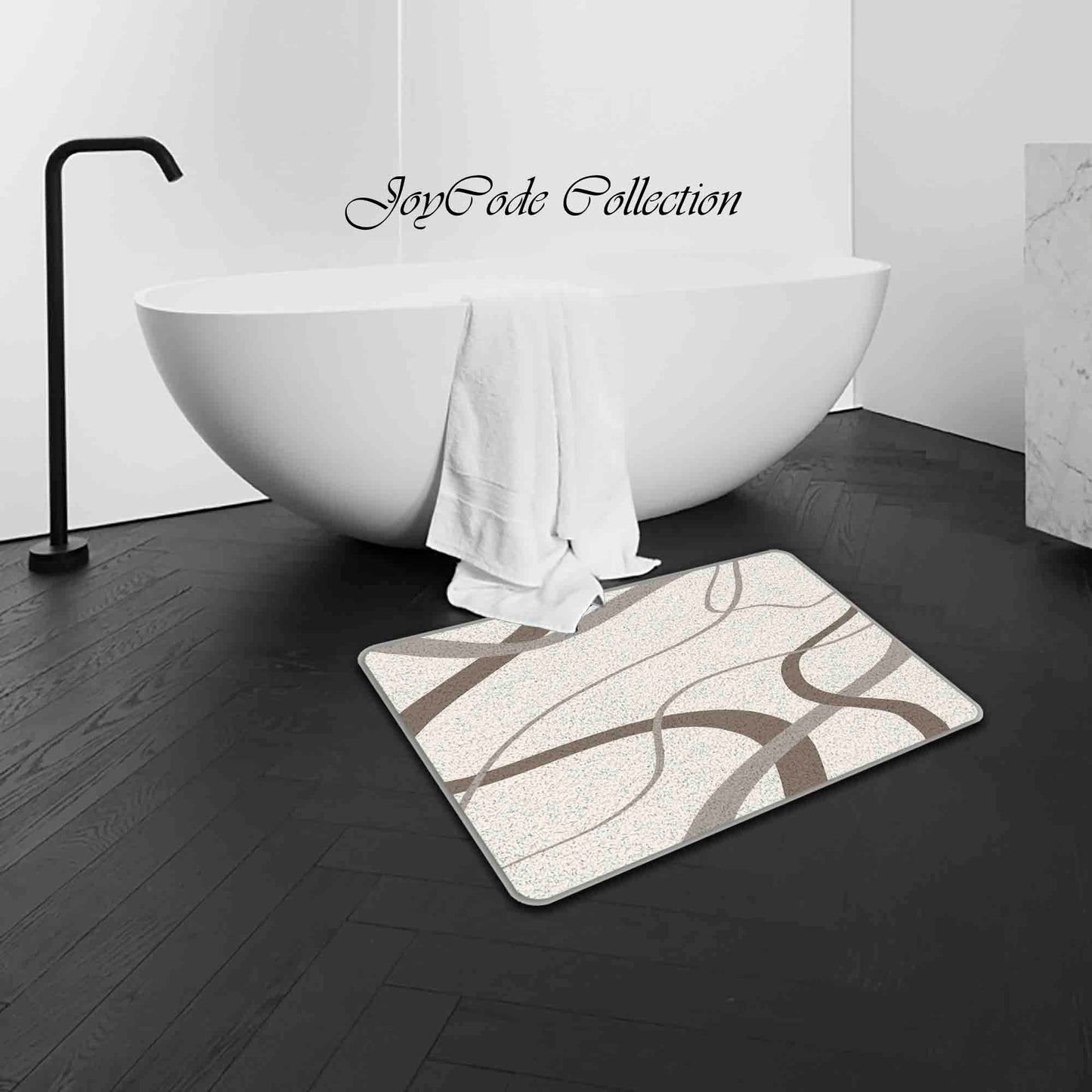 JoySwallow Grey Wave Line Art Bathmat, Geometrical Tufted Bathmat Rug Area Rug Bedroom Rugs