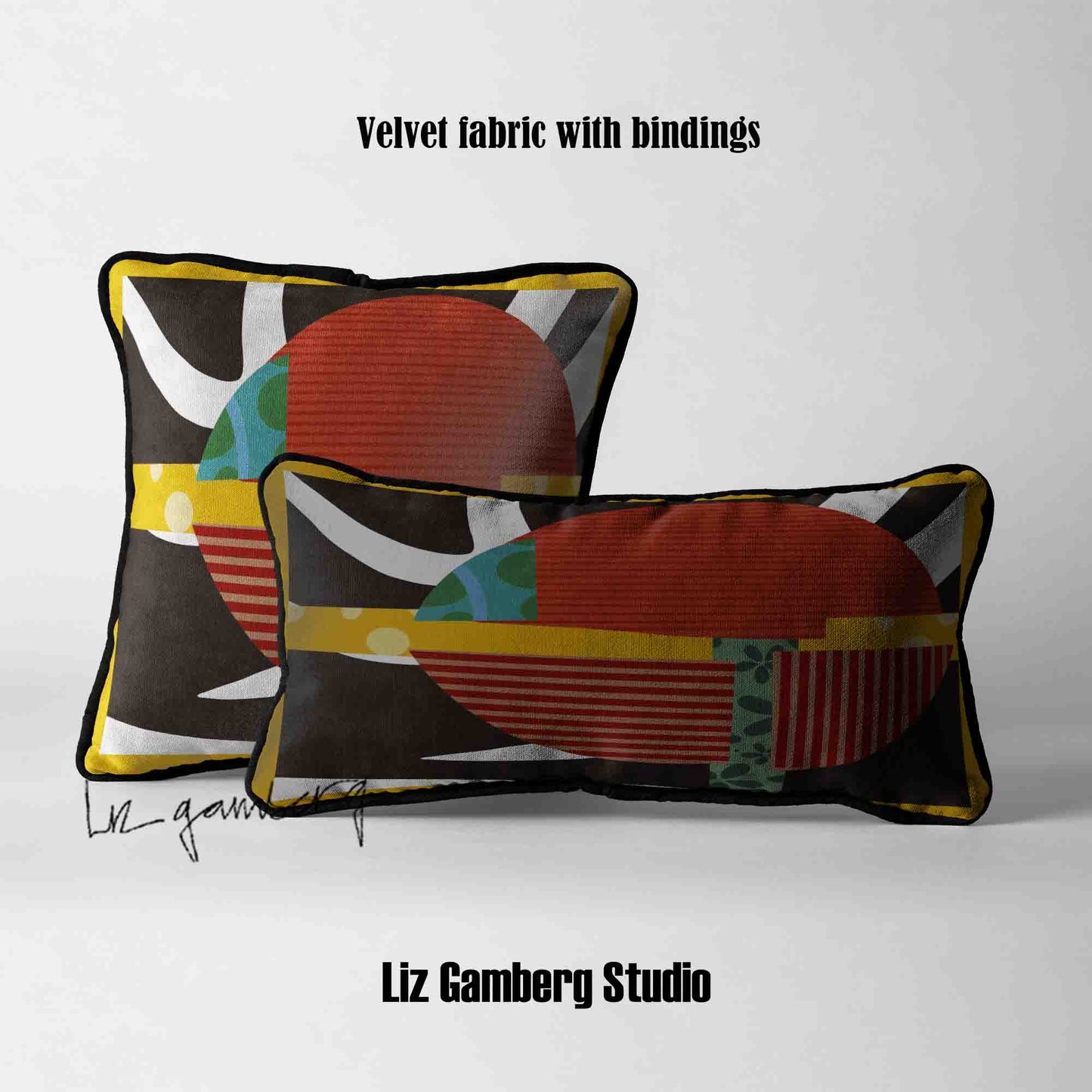 Intersection Velvet | Linen Cotton | Satin Throw Pillow Covers without Inserts by Liz Gamberg Studio from US