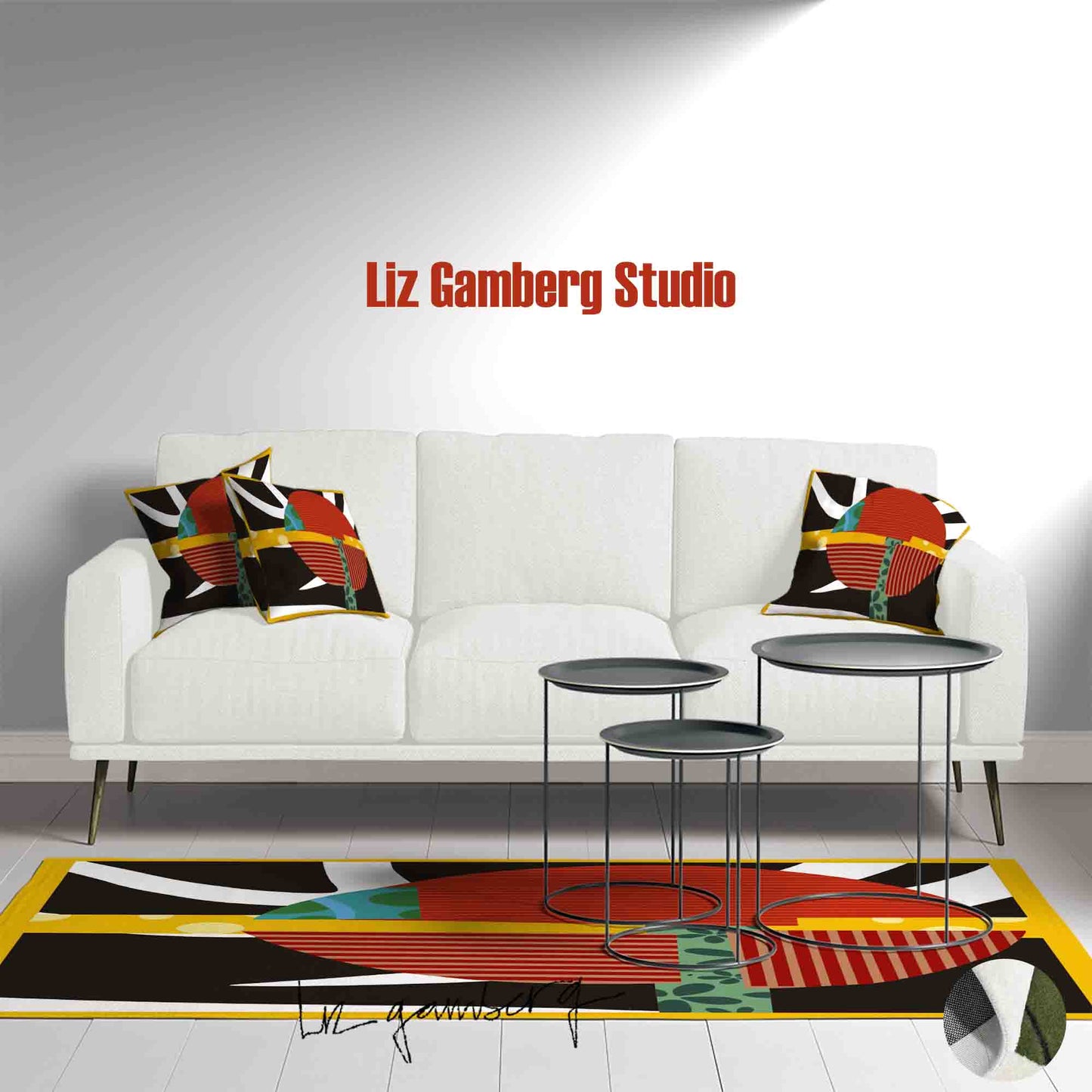 Intersection Handmade Yarn Dye Living Room Rug by Liz Gamberg Studio from US
