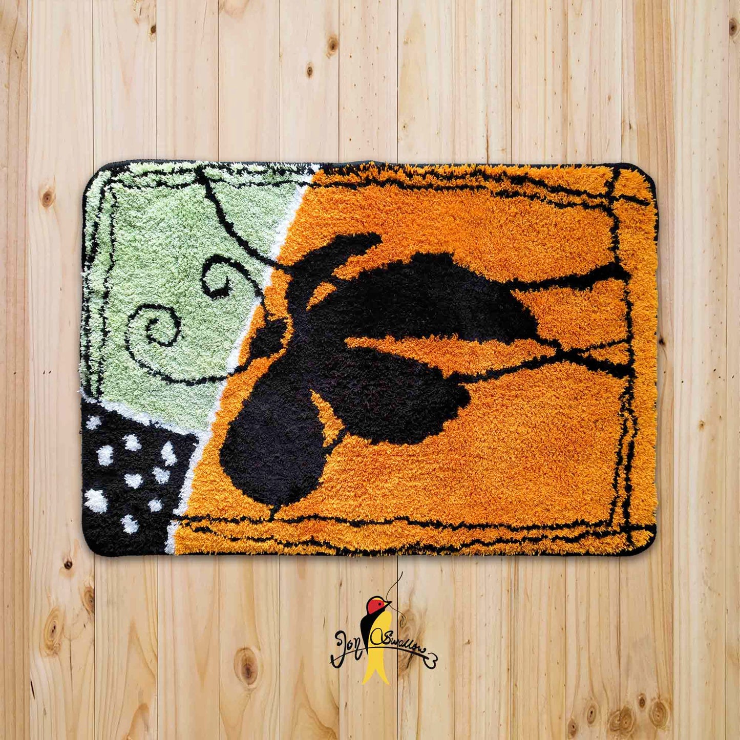 JoySwallow Abstract Flower Line and Blocks list Tufted Bathmat Rug Area Rug Bedroom Rugs