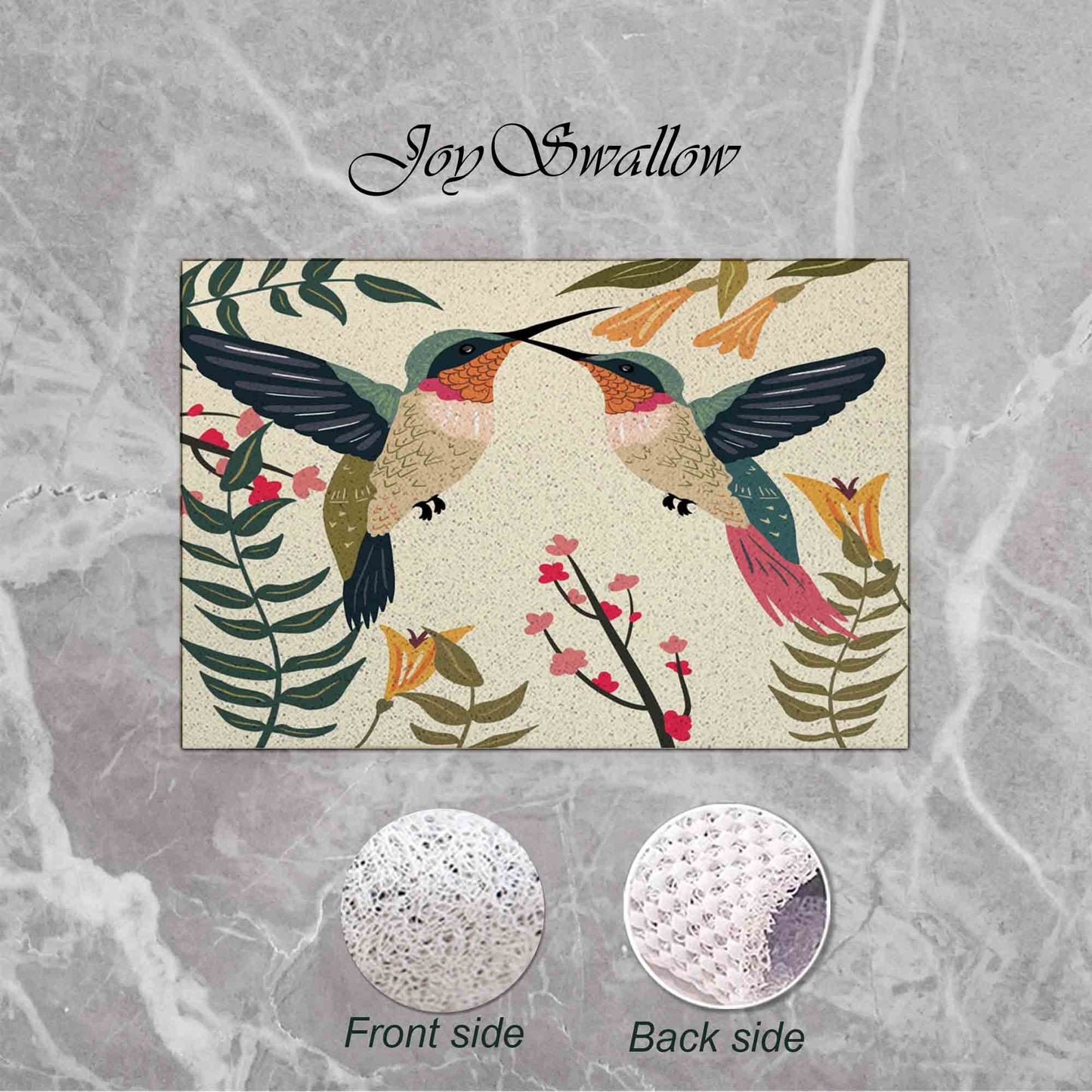 JoySwallow Personalized Bathtub Mat, Hummingbird Bathtub Mat, Art PVC Coil Shower Mat, Flower Anti Skid PVC Coil Bathmat, Permeable Bathmat, Drainable Rug