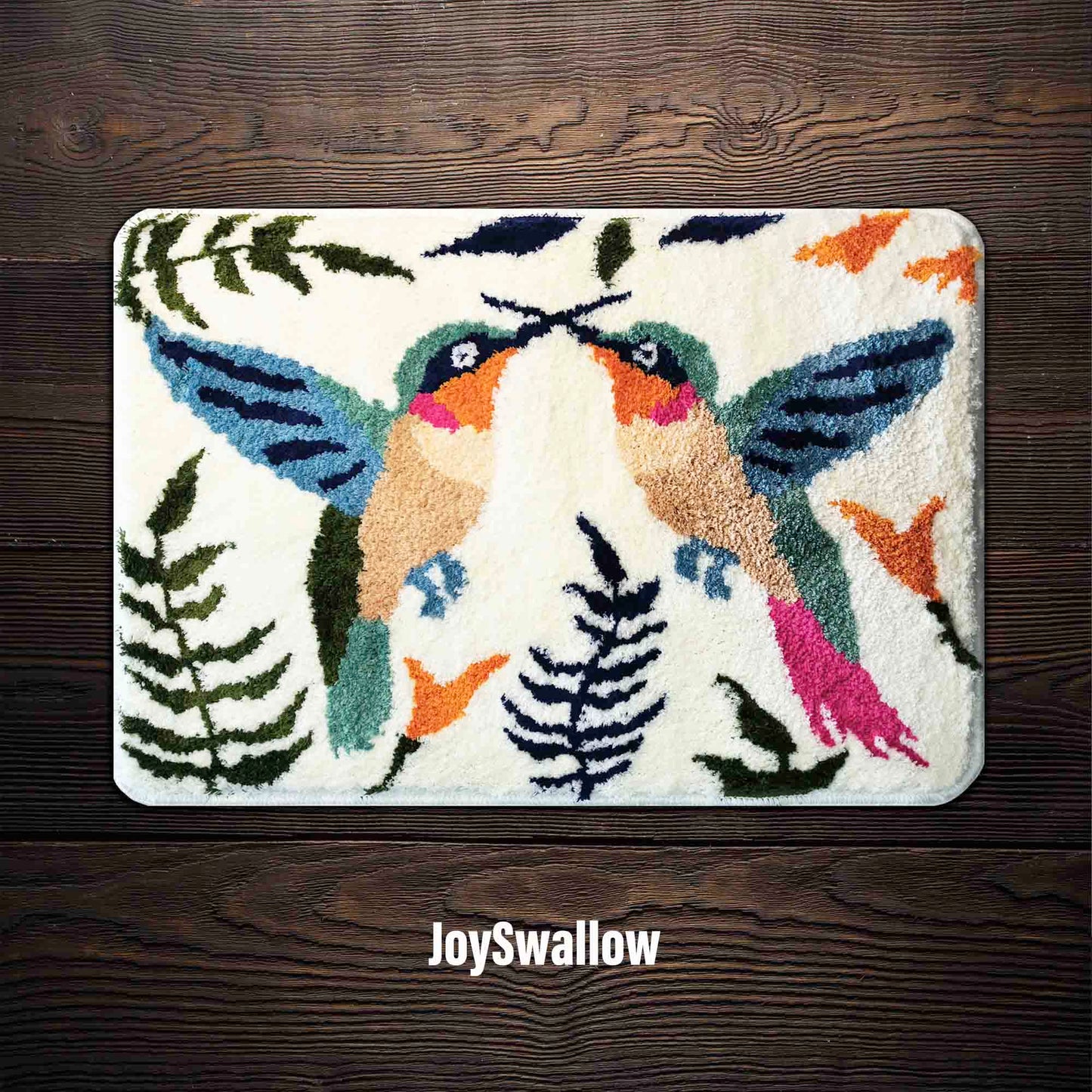 JoySwallow Hummingbird Tufted Bathmat, Floral Rug, Area Rug, Bedroom Rugs