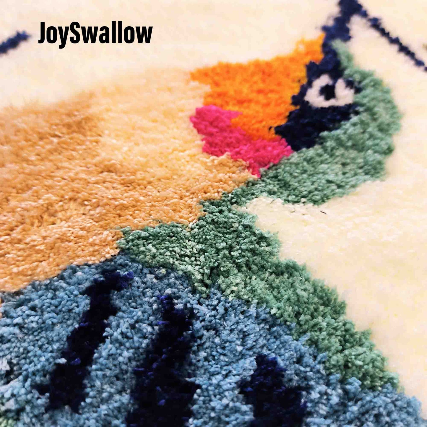 JoySwallow Hummingbird Tufted Bathmat, Floral Rug, Area Rug, Bedroom Rugs