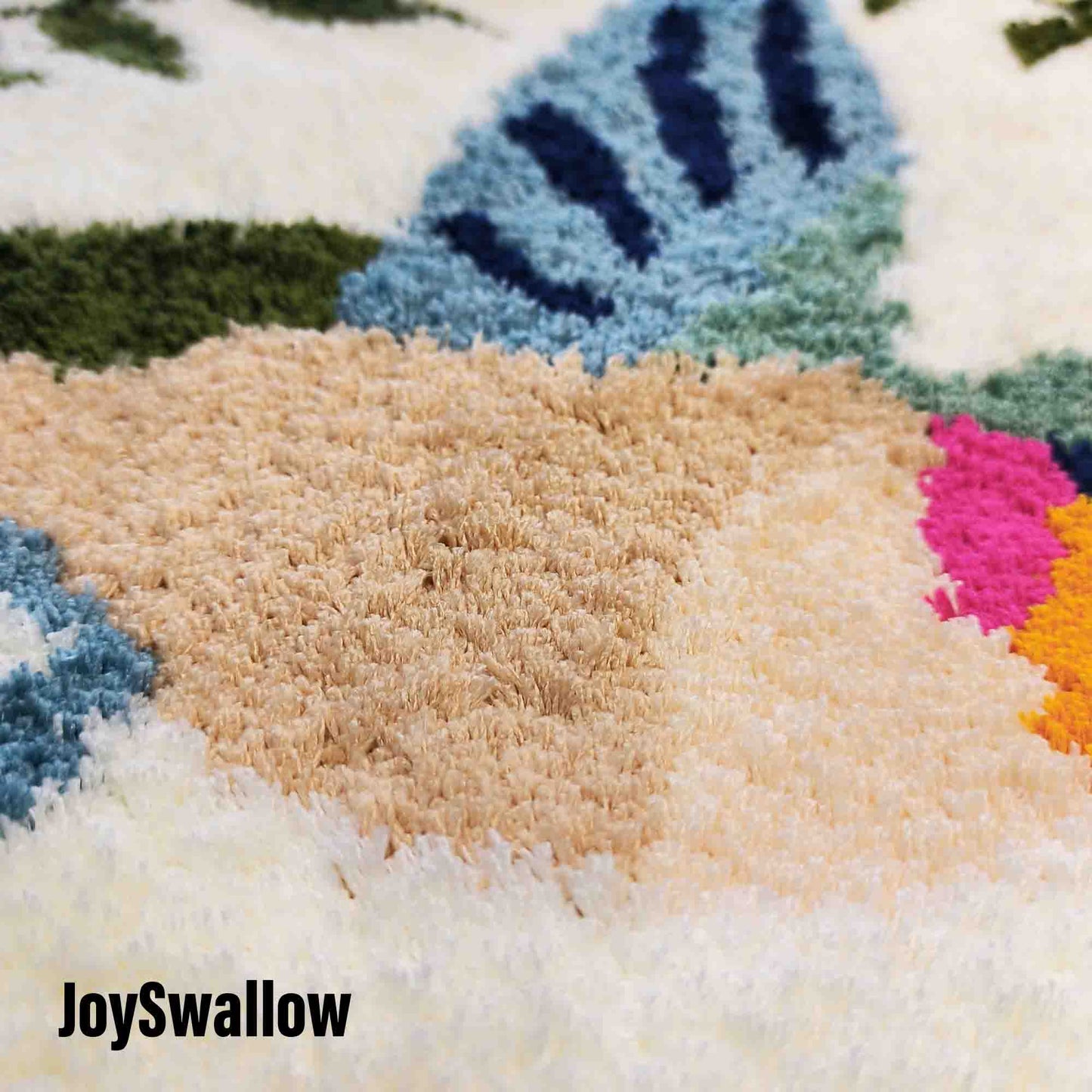 JoySwallow Hummingbird Tufted Bathmat, Floral Rug, Area Rug, Bedroom Rugs