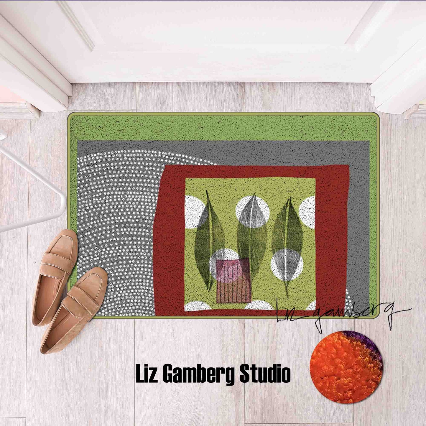 Leaf Trio Flannel Door Mat by Liz Gamberg Studio from US