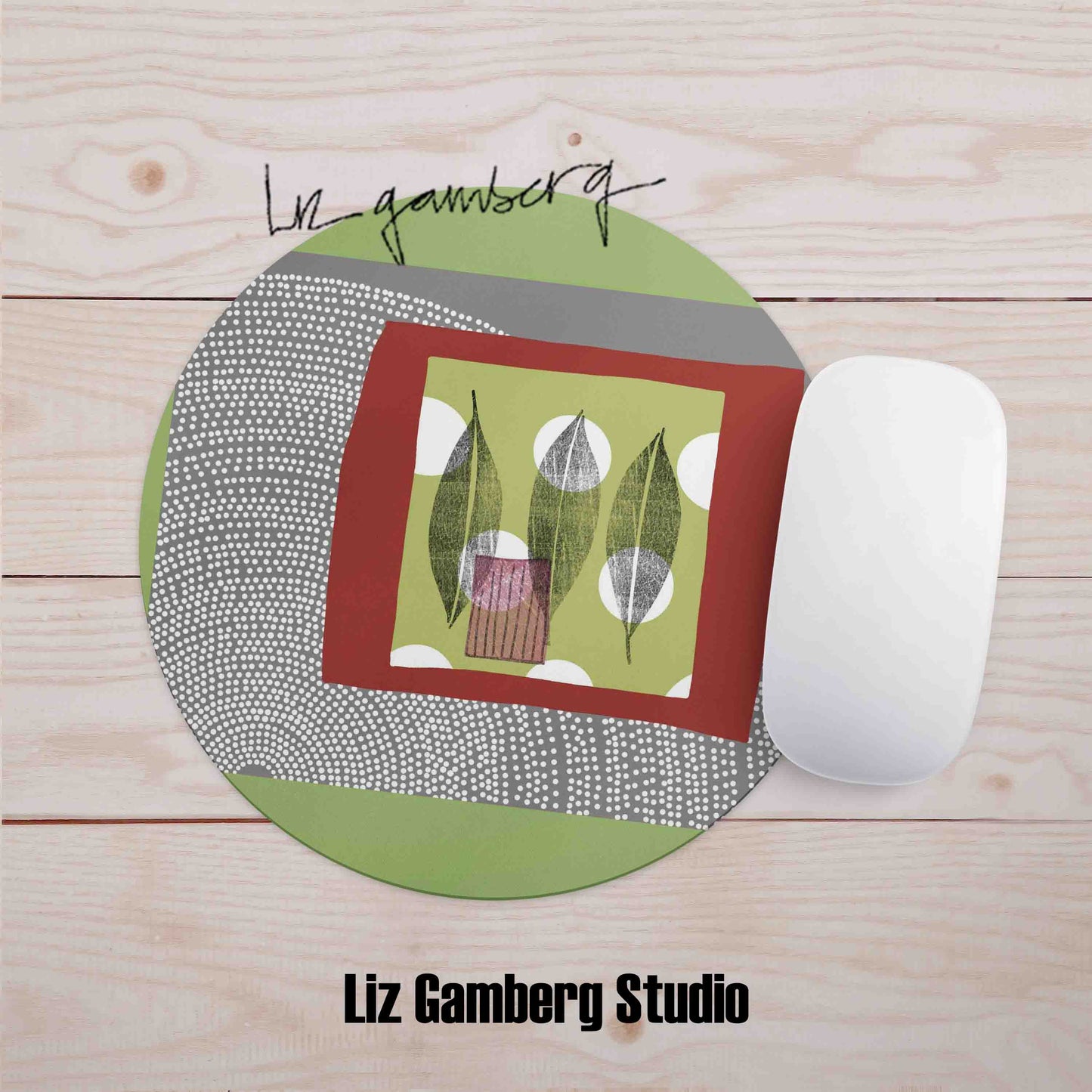Leaf Trio Mouse Pad by Liz Gamberg Studio from US