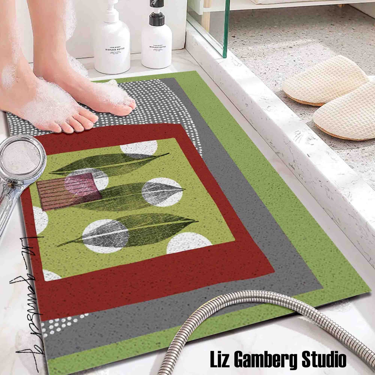Leaf Trio PVC Coil Bath Tub Mat by Liz Gamberg Studio from US