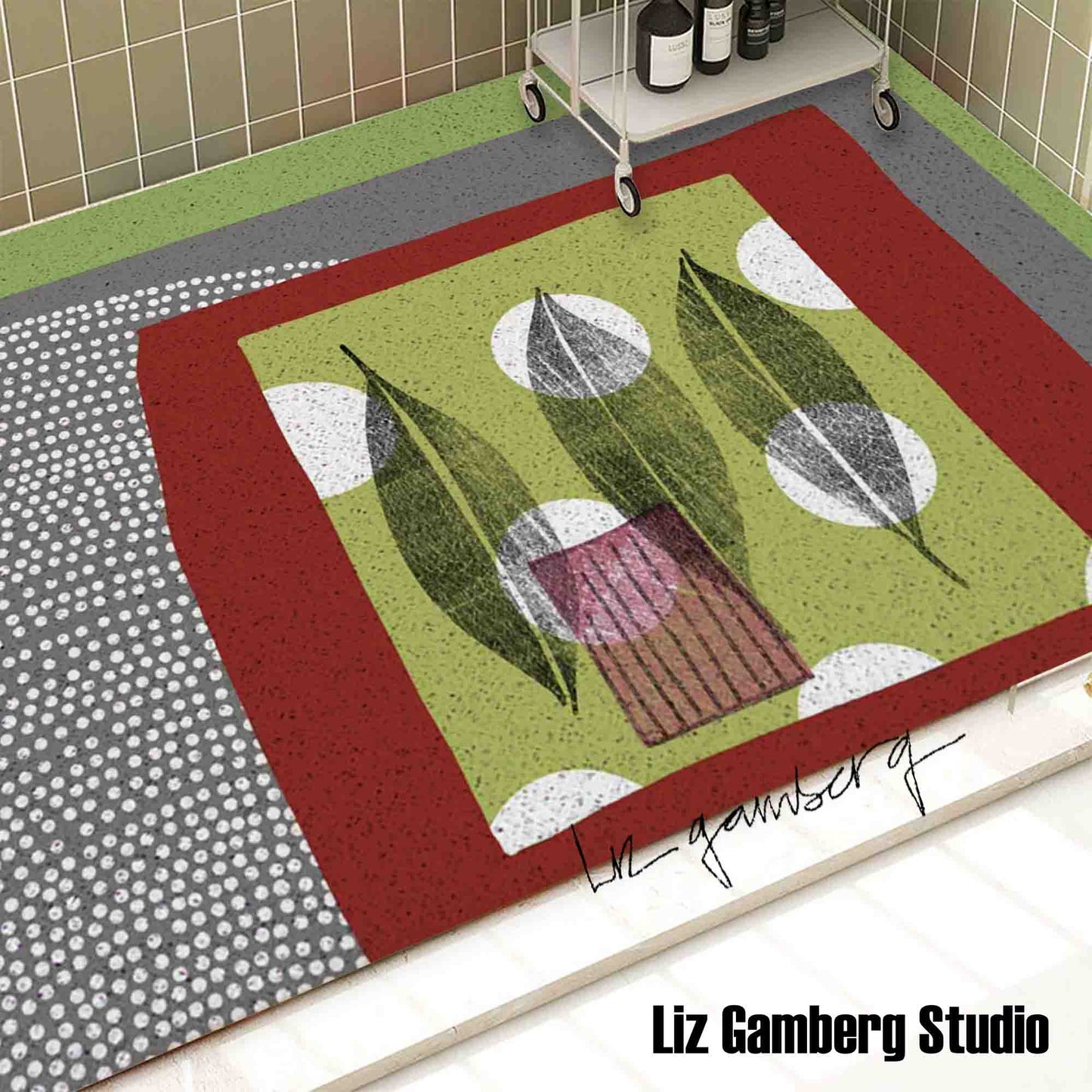 Leaf Trio PVC Coil Bath Tub Mat by Liz Gamberg Studio from US