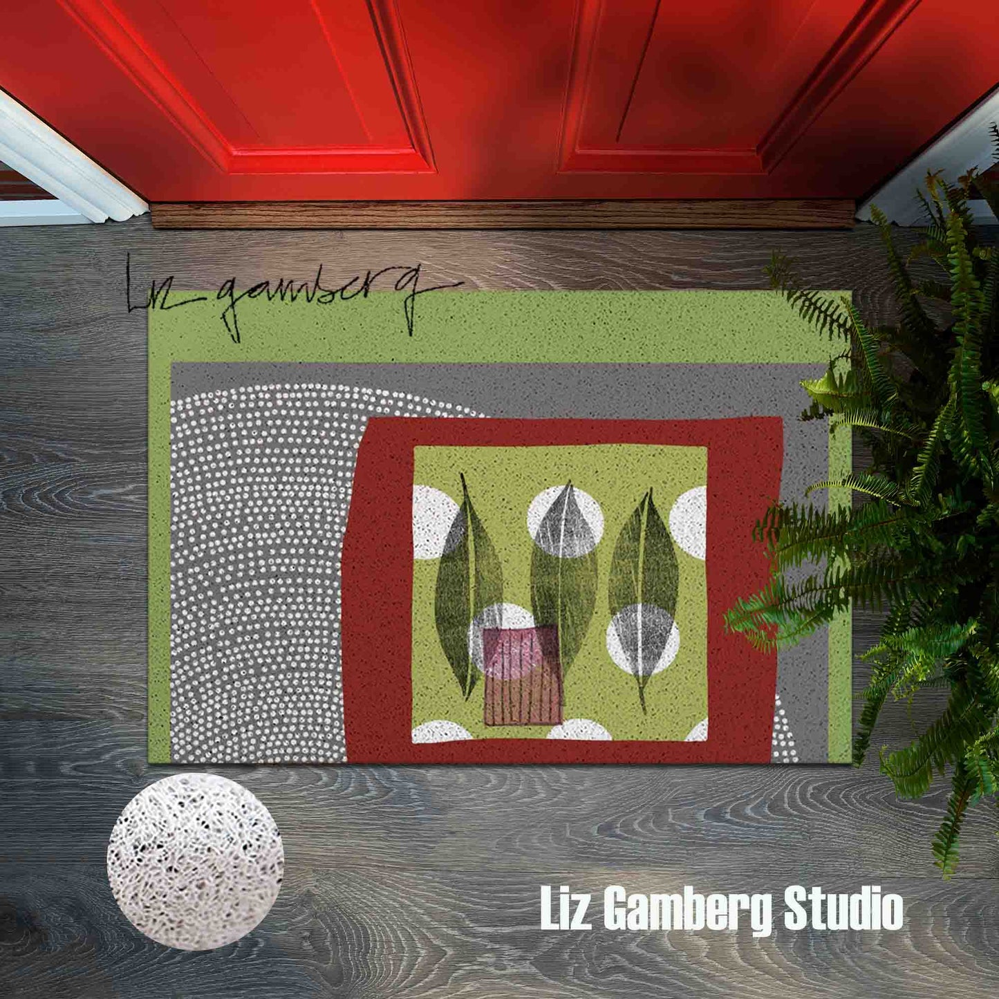 Leaf Trio PVC Coil Door Mat by Liz Gamberg Studio from US