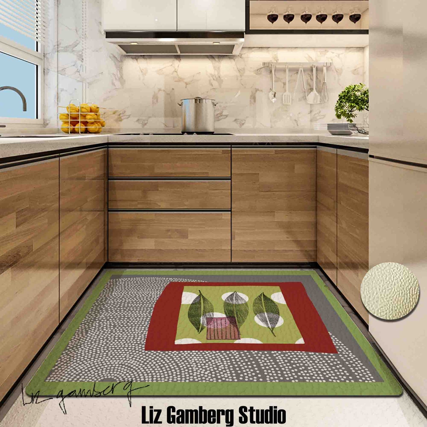 Leaf Trio Kitchen Mat by Liz Gamberg Studio from US