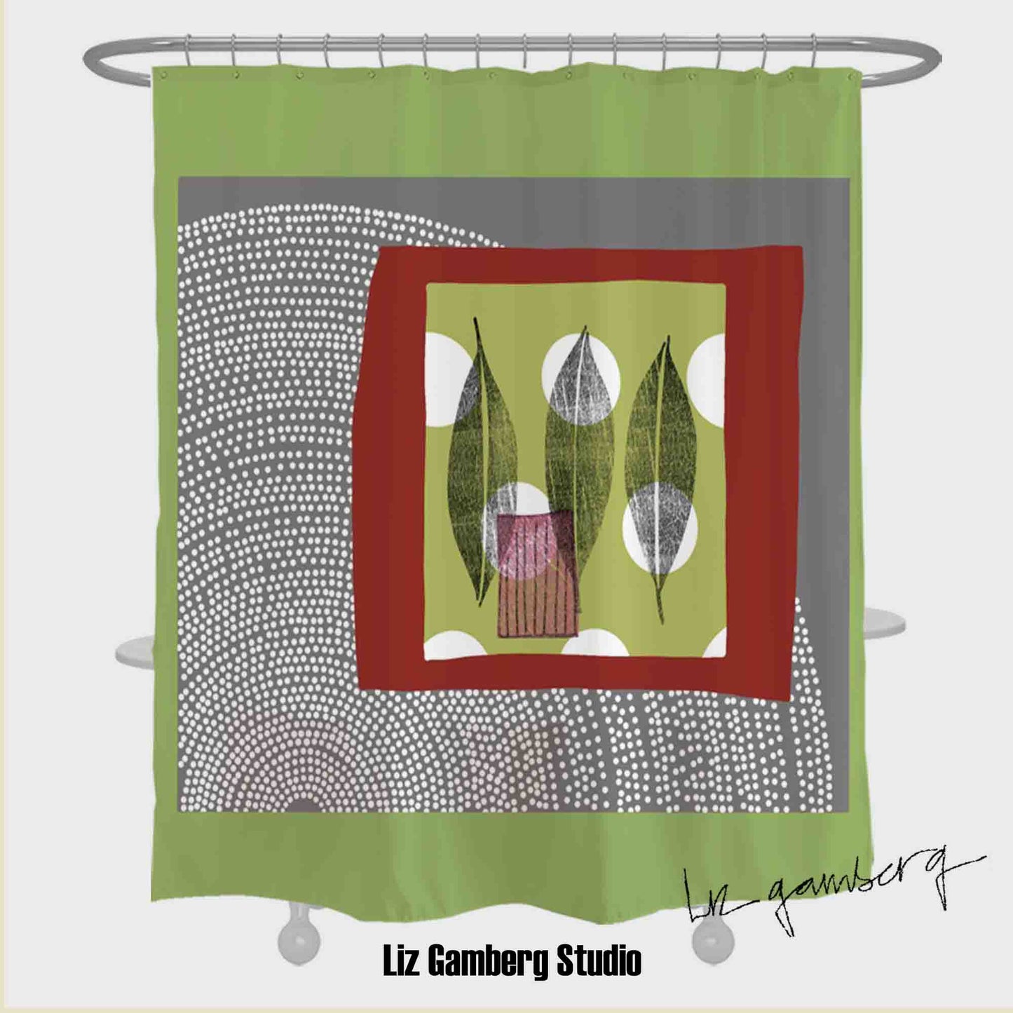 Leaf Trio Shower Curtain by Liz Gamberg Studio from US