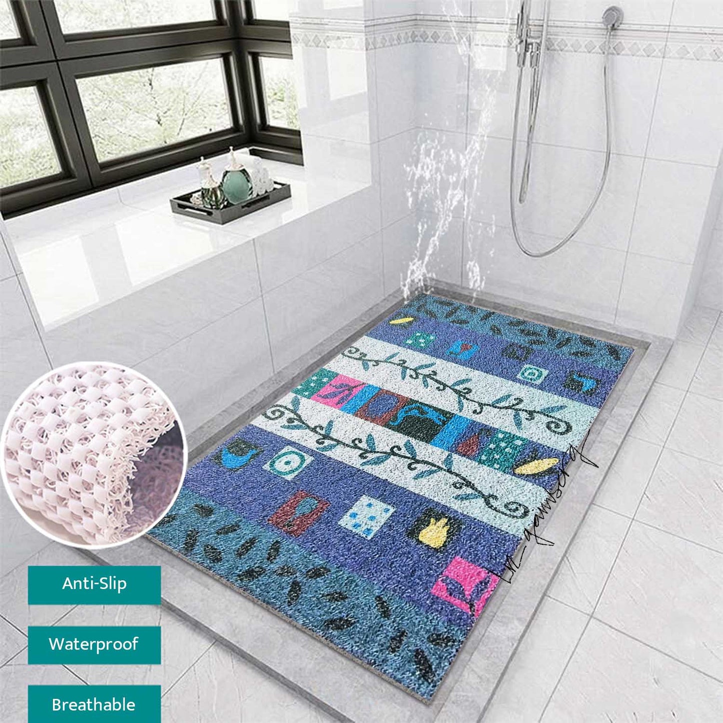 Two Vines Bath Tub Mat by Liz Gamberg Studio from US