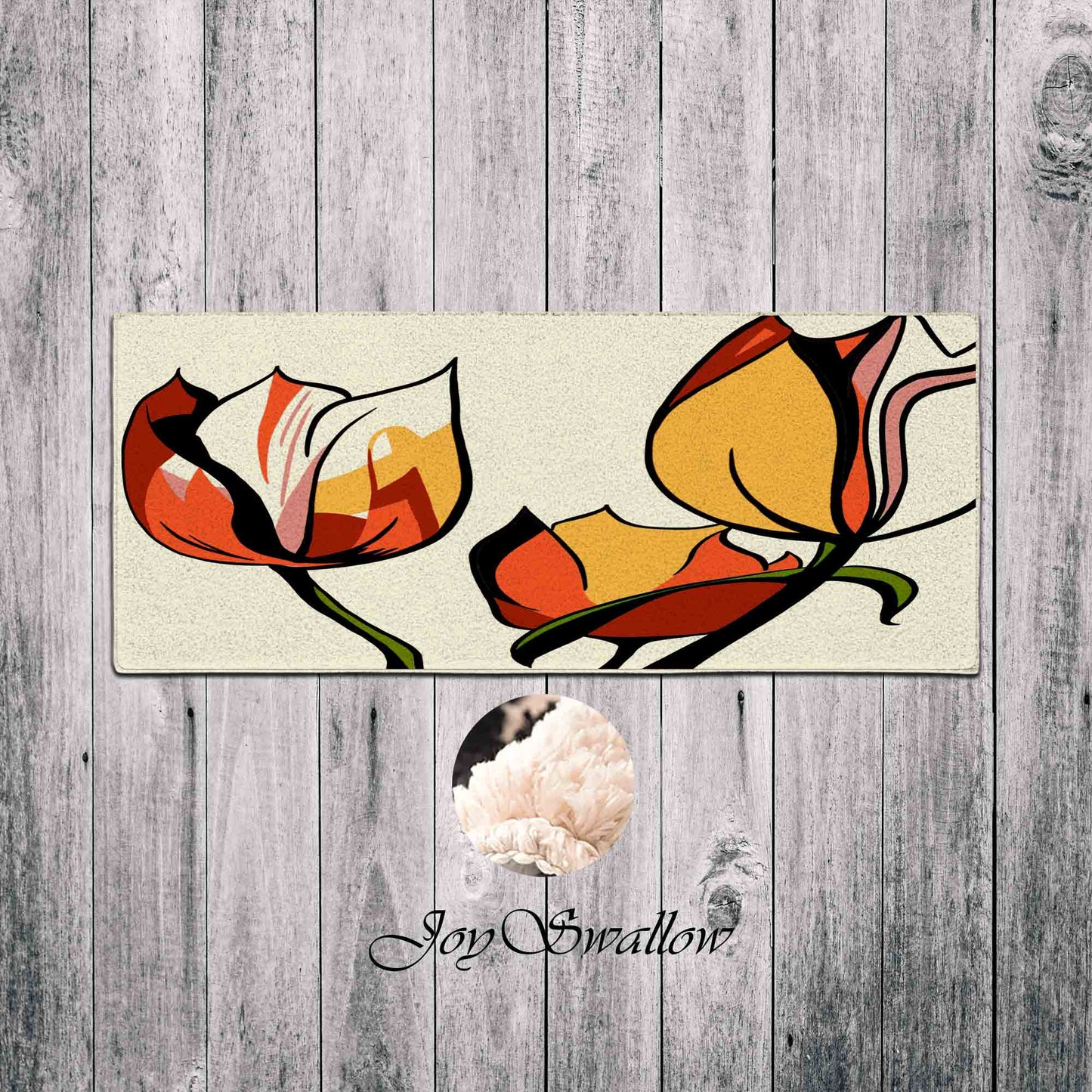 JoySwallow Tulip Flower Tufted Bathmat, Floral Bathroom Rug, Flower Area Rug, Floral Bedroom Rugs
