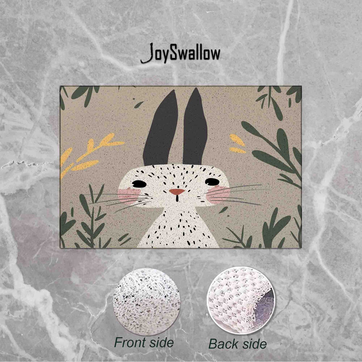 JoySwallow Personalized Bathtub Mat, Lovely Bunny Bathtub Mat, Animal Art PVC Coil Shower Mat, Anti Skid PVC Coil Bathmat, Rabbit Permeable Bathmat, Leaves Drainable Rug