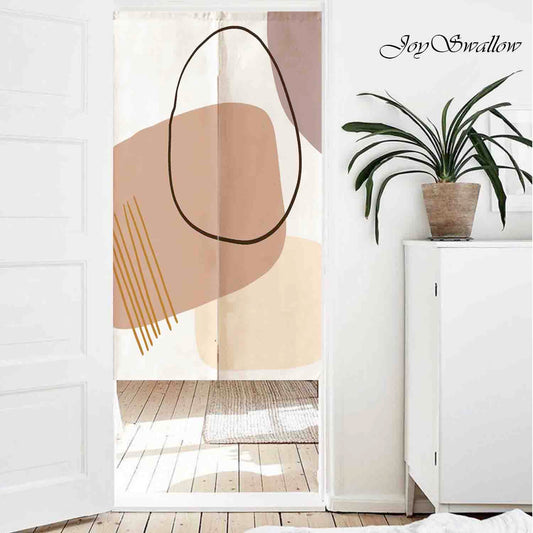 JoySwallow Personalized Doorway Curtain, Modern Abstract Line and blocks Curtain, Geometrical Door Tapestries, Door Curtain for Kitchen, Curtain for Bedroom Decoration, Privacy Divider Curtain with Rod