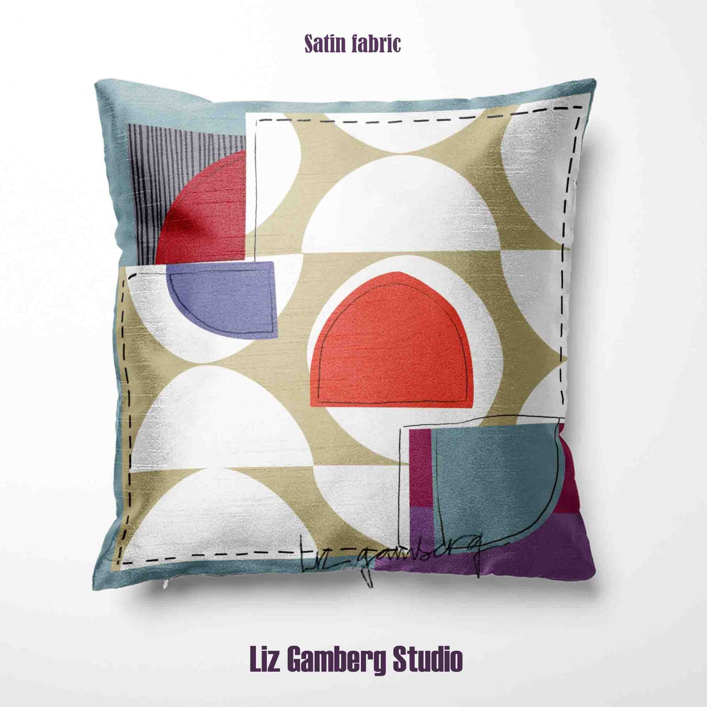 Off White Half Moons Velvet | Linen Cotton | Satin Throw Pillow Covers without Inserts by Liz Gamberg Studio from US