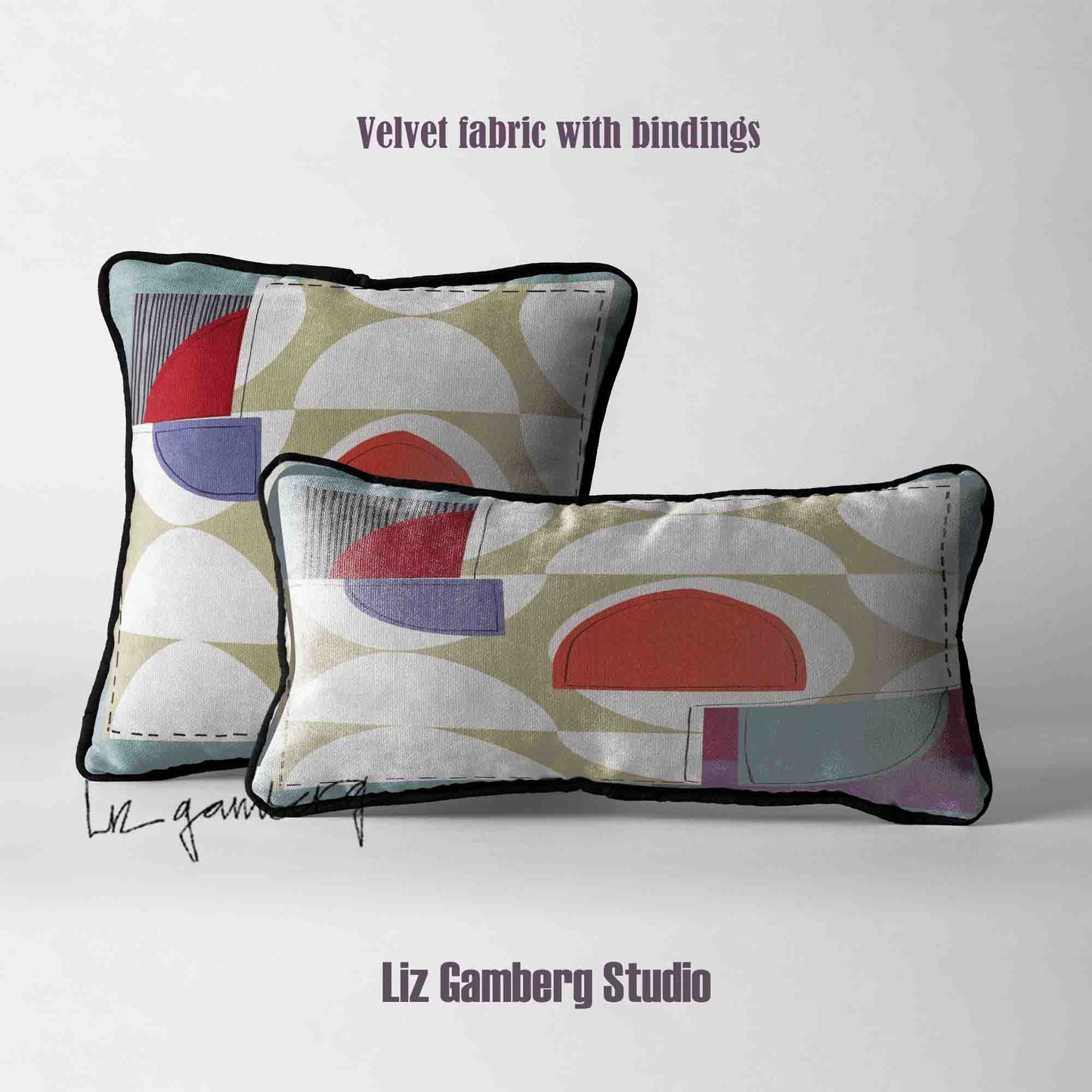 Off White Half Moons Velvet | Linen Cotton | Satin Throw Pillow Covers without Inserts by Liz Gamberg Studio from US