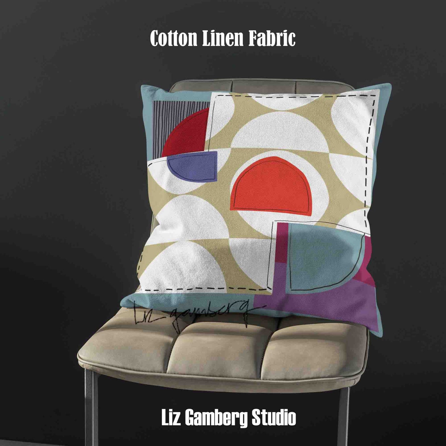 Off White Half Moons Velvet | Linen Cotton | Satin Throw Pillow Covers without Inserts by Liz Gamberg Studio from US