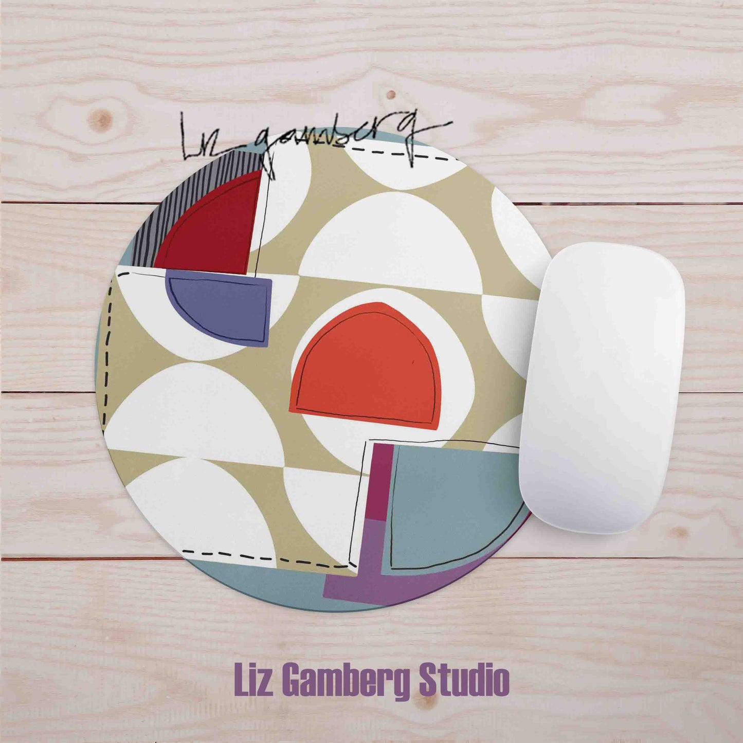 Off White Half Moons Mouse Pad by Liz Gamberg Studio from US