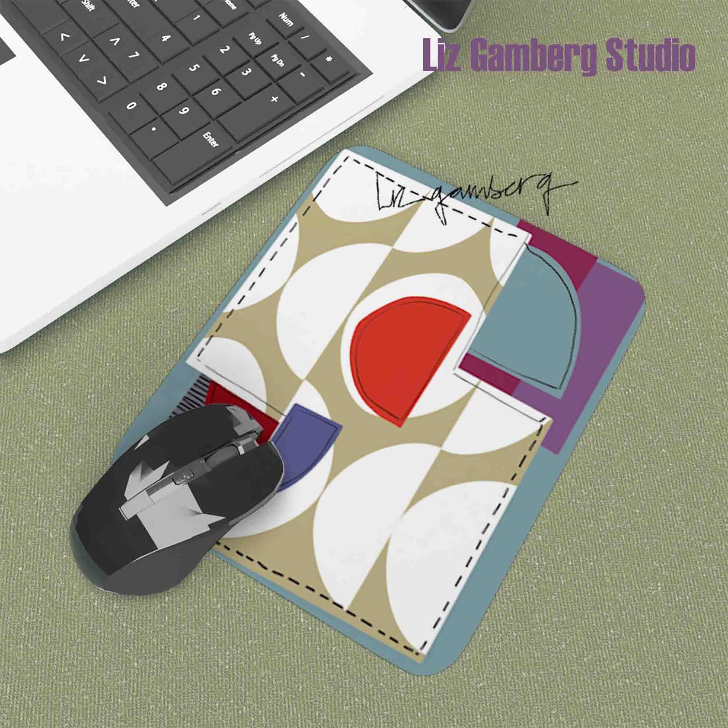 Off White Half Moons Mouse Pad by Liz Gamberg Studio from US