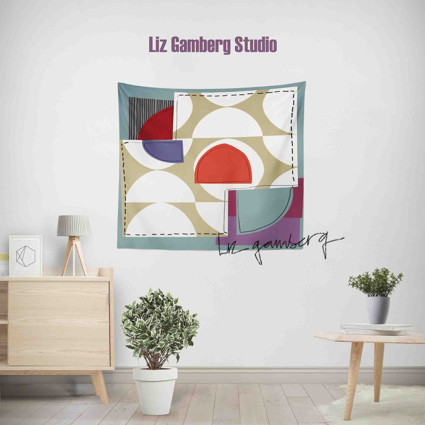 Off White Half Moons Tapestry by Liz Gamberg Studio from US