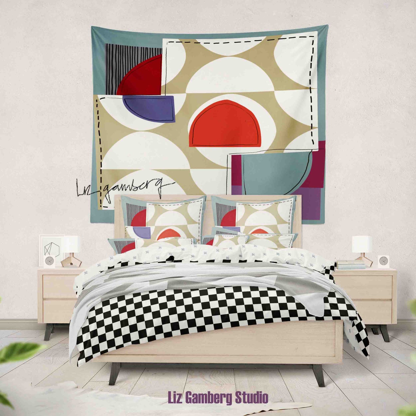 Off White Half Moons Tapestry by Liz Gamberg Studio from US