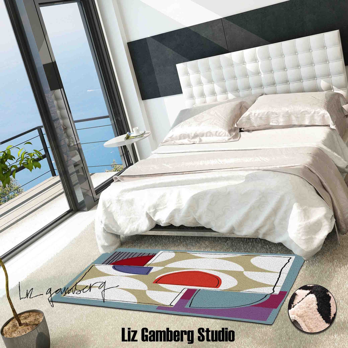 Off White Half Moons Tufted Bedroom Runner by Liz Gamberg Studio from US