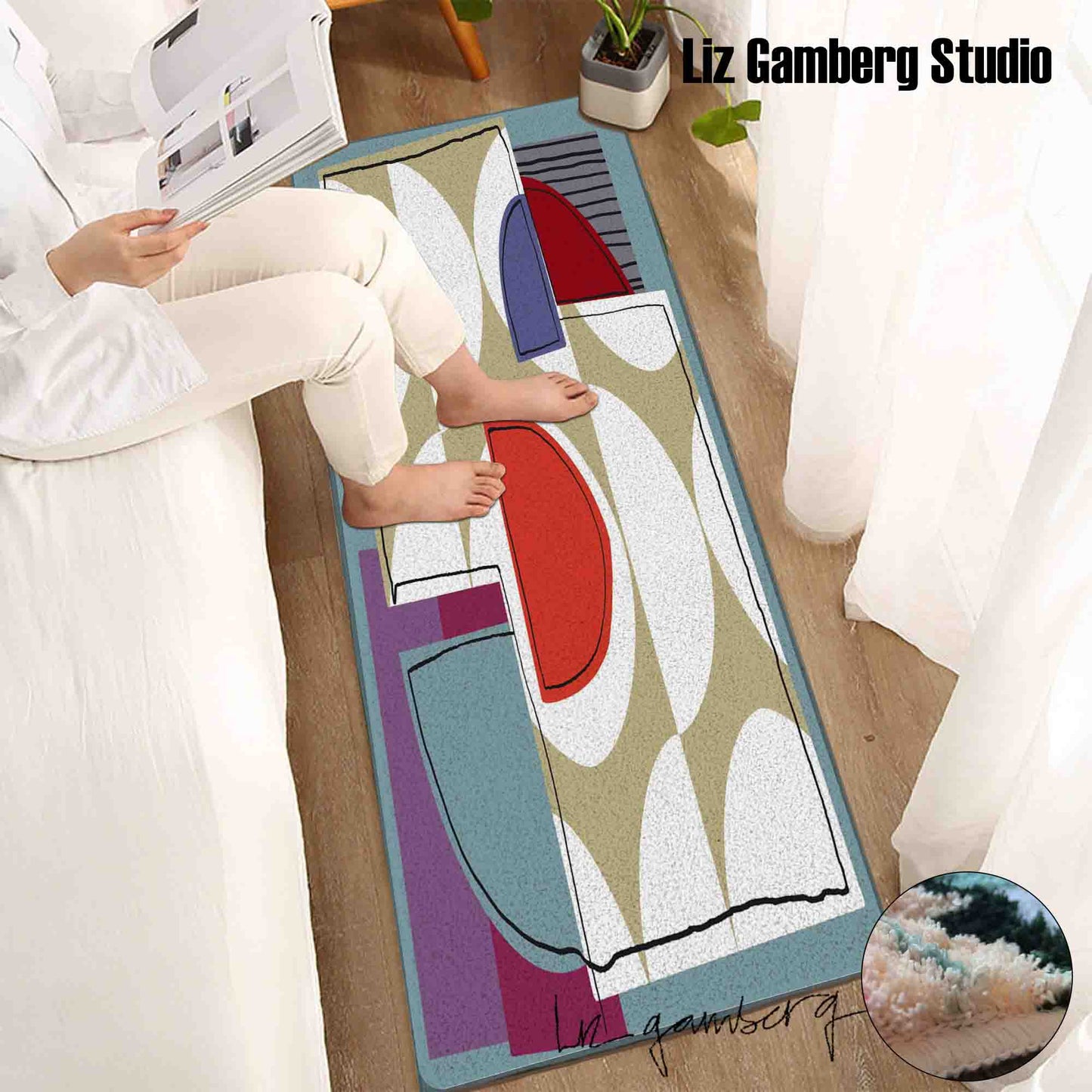 Off White Half Moons Tufted Bedroom Runner by Liz Gamberg Studio from US