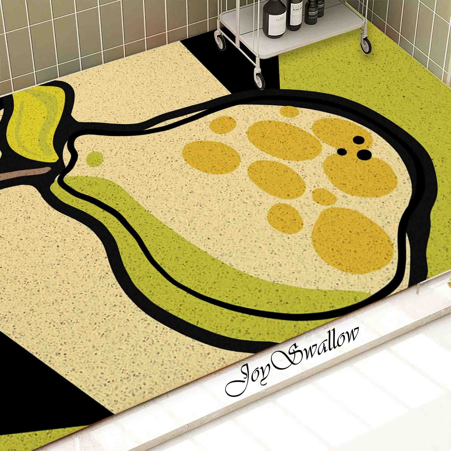 JoySwallow Personalized Bathtub Mat, Geometrical Pear Bathtub Mat, Fruit PVC Coil Shower Mat, Anti Skid PVC Coil Bathmat, Floral Permeable Bathmat, Irregular Shaped Drainable Rug