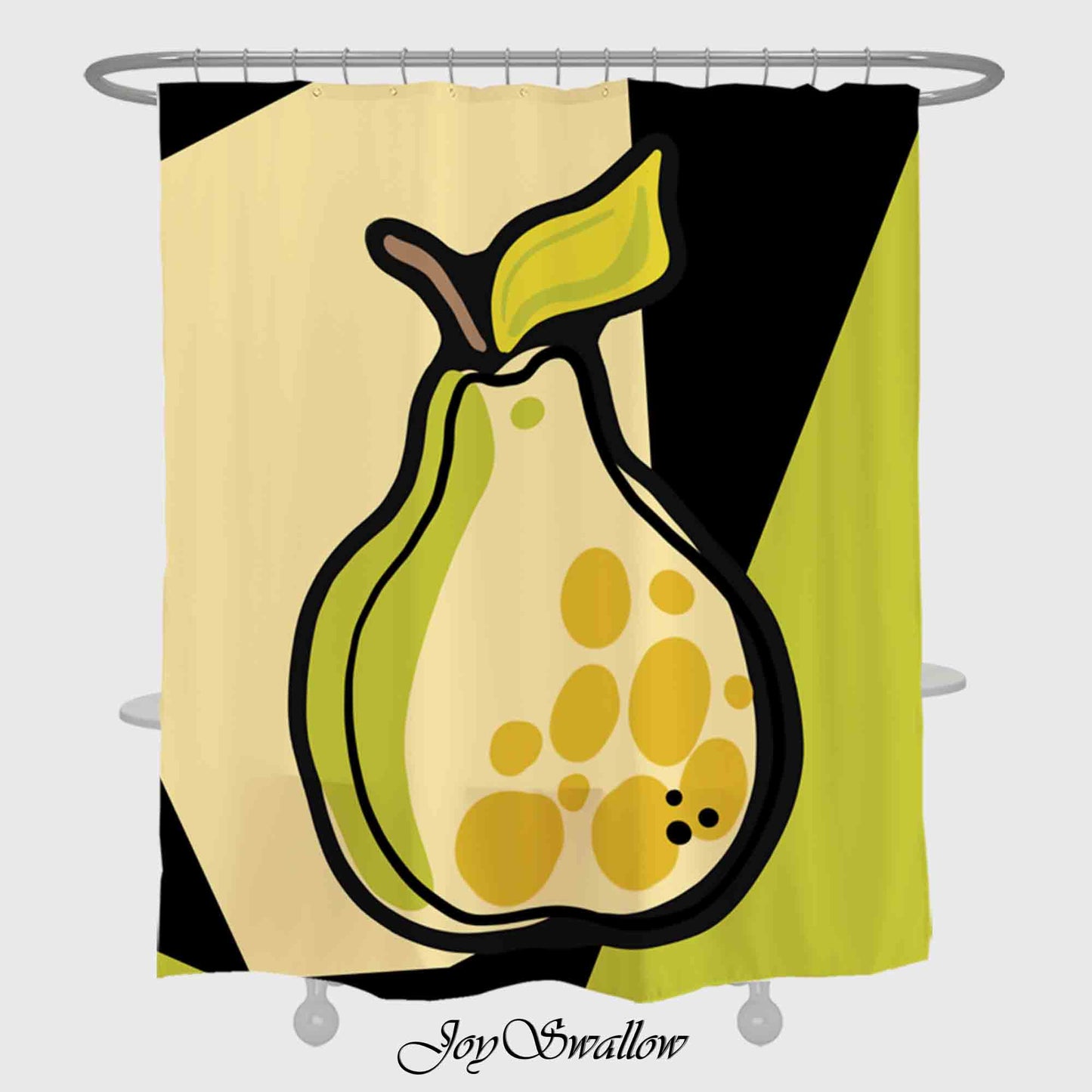 JoySwallow Personalized Shower Curtain, Pear Waterproof Curtains, Color Blocks Curtain, Machine Washable Shower Curtains, Heavy Weighted Bath Curtains with hooks