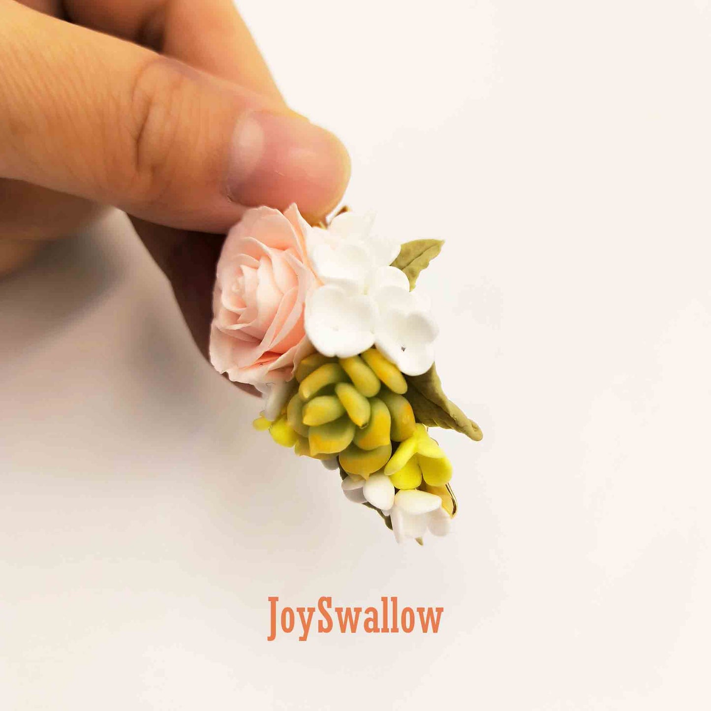 Handmade Flowers Hair Clips, Rose Polymer Clay Barrette, Hair Clips Accessory, Succulent Hairpin, Floral Hair Claw Clip, Alligator Clip Gift