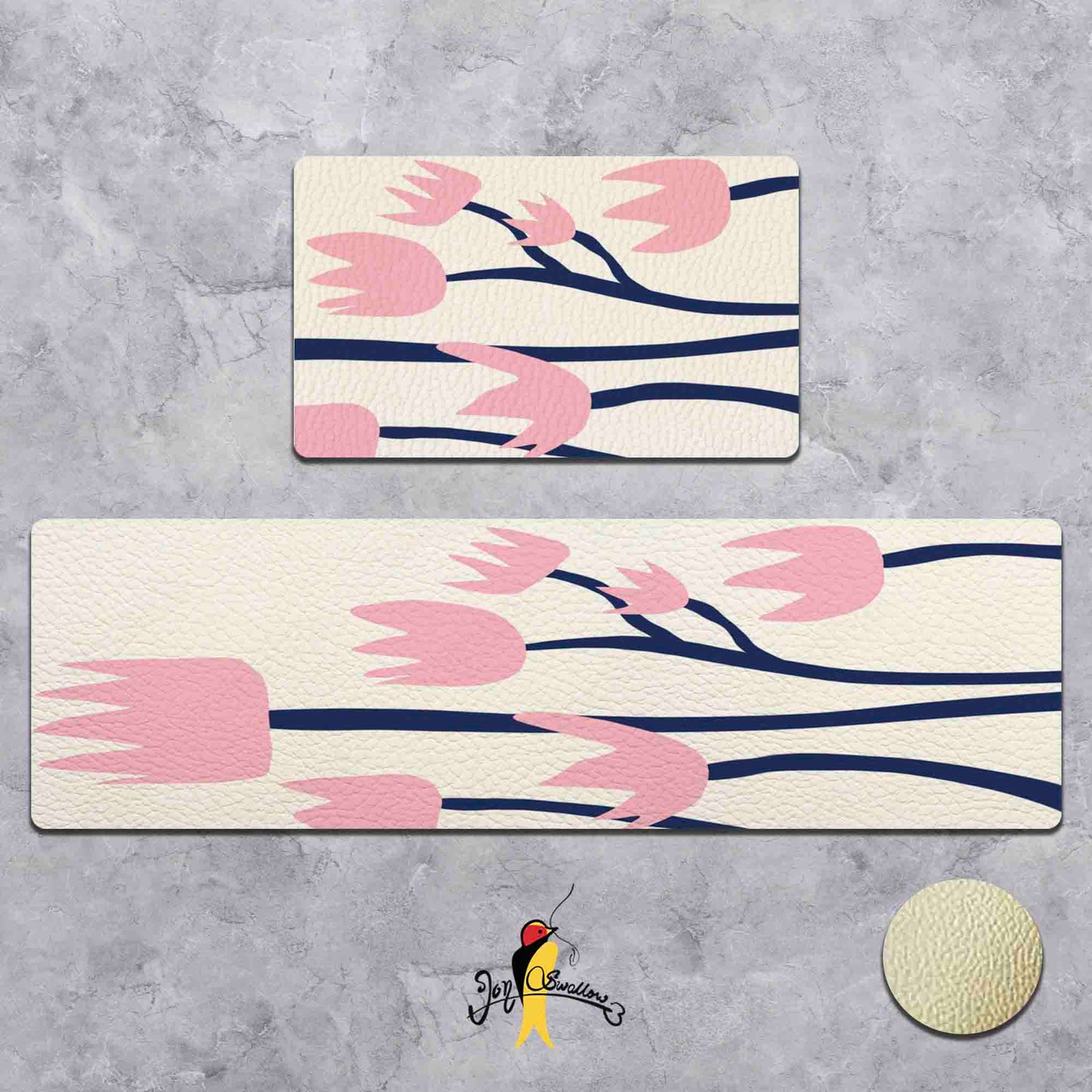 JoySwallow Pink Tulip Kitchen Runner, Floral Non-Slip Anti Fatigue Standing Rug, Comfort Floor Mat for Kitchen Laundry Décor