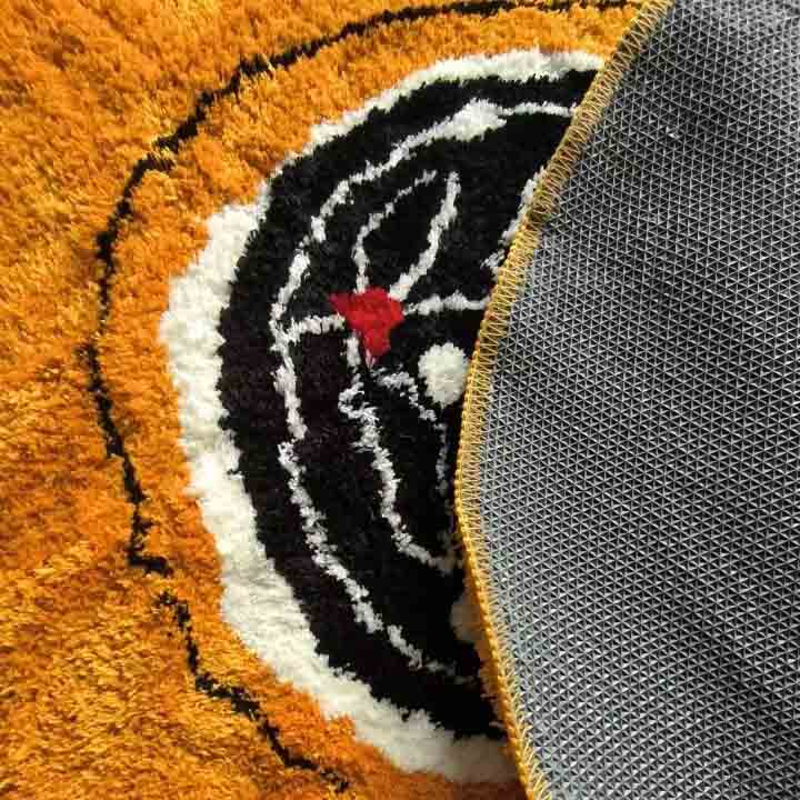 Vine on Black and Orange Tufted Bathmat by Liz Gamberg Studio from US