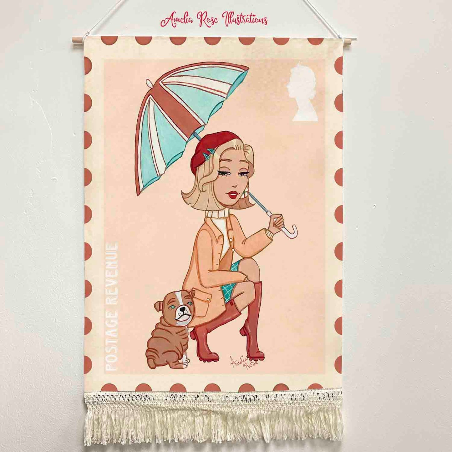 Rainy Days Handmade Macrame Hanging Wall Decor Art, Woven Tapestries, Wall Decoration by AmeliaRose Illustrations from UK