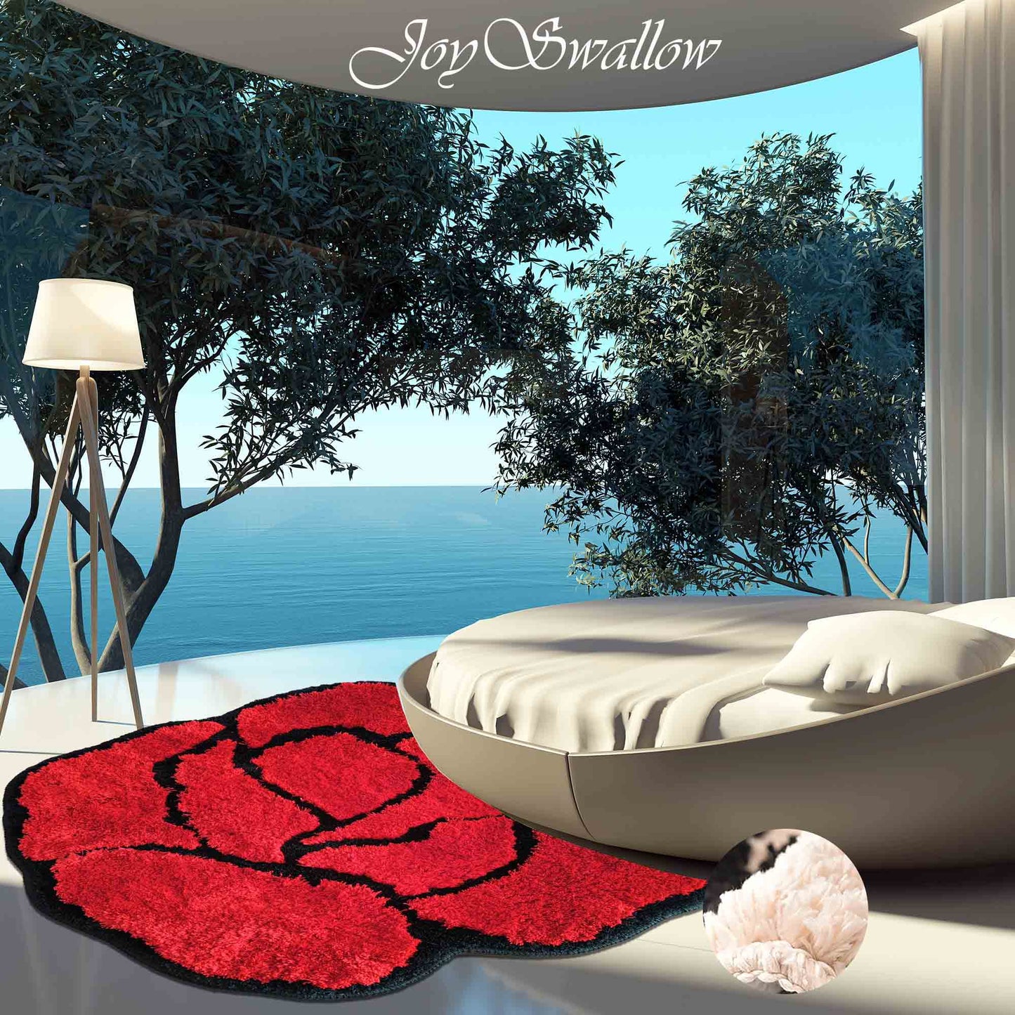 JoySwallow Irregular Valentine Red Rose Tufted Bathmat, Floral Bathroom Rug, Flower Area Rug, Floral Bedroom Rugs,Valentines Gift