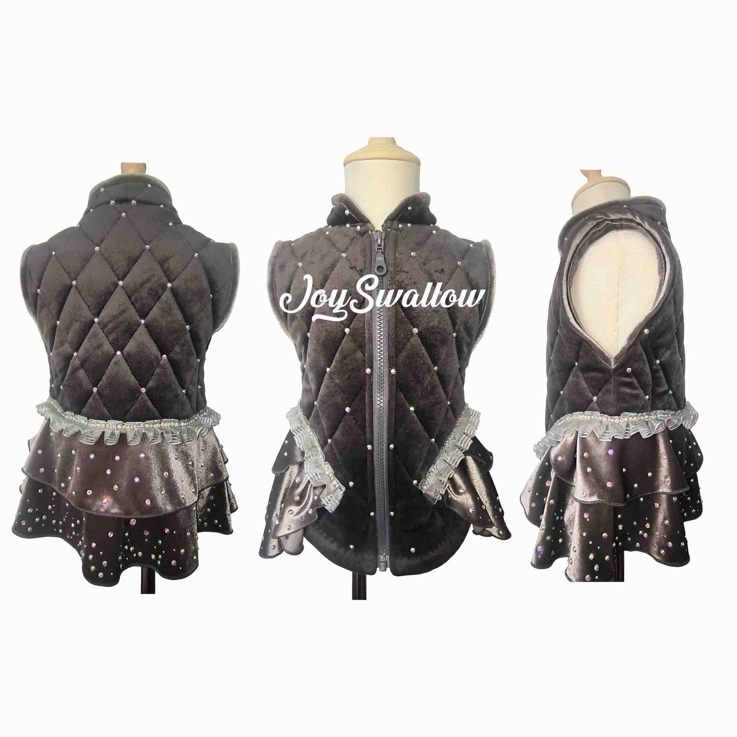 Customizable Figure Skating Vest – Sleeveless Performance & Training Top with Fleece Lining and Rhinestones for Ice Skating, Dance & Competition