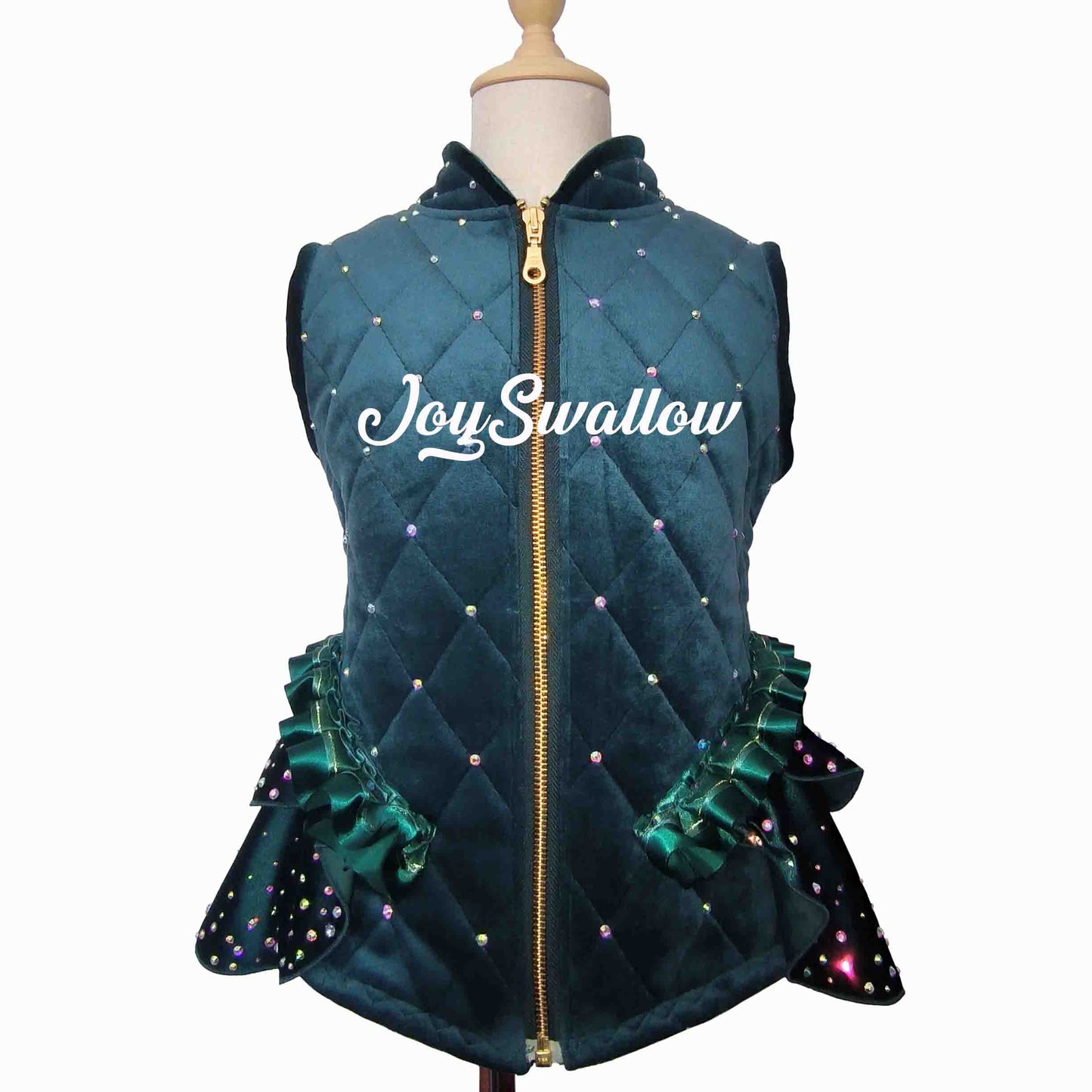 Customizable Figure Skating Vest – Sleeveless Performance & Training Top with Fleece Lining and Rhinestones for Ice Skating, Dance & Competition