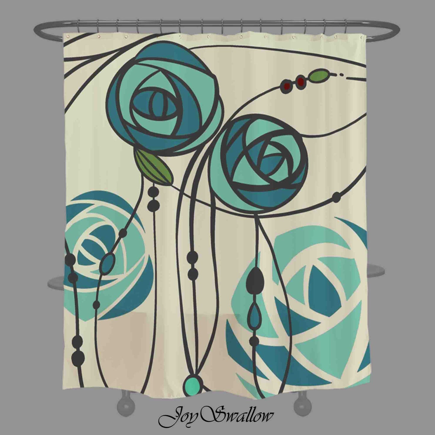 JoySwallow Personalized Shower Curtain, Romantic Blue Rose Shower Curtain, Waterproof Curtains, Machine Washable Shower Curtains, Flower Curtain, Floral Heavy Weighted Bath Curtains with hooks