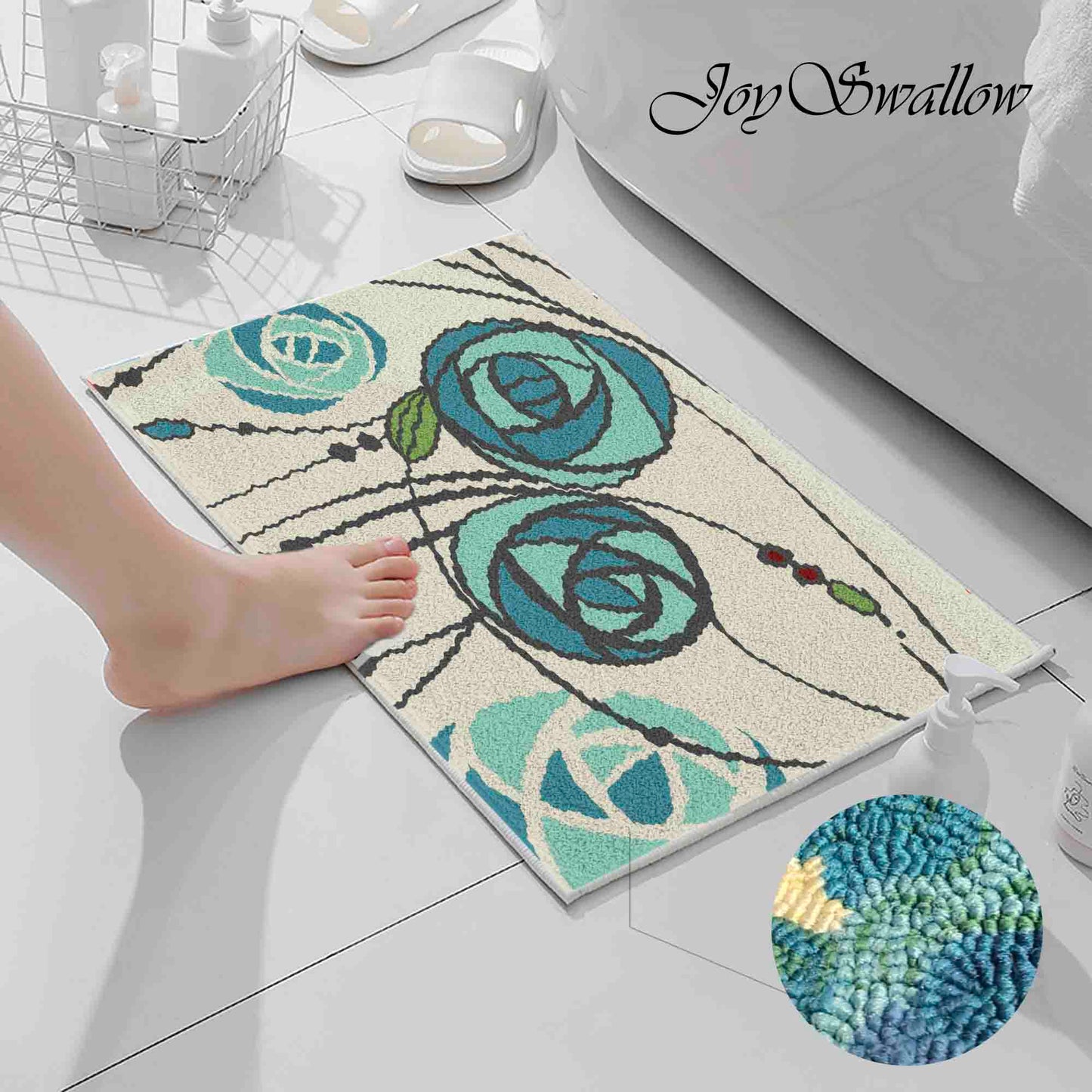 JoySwallow Personalized Shower Curtain, Romantic Blue Rose Shower Curtain, Waterproof Curtains, Machine Washable Shower Curtains, Flower Curtain, Floral Heavy Weighted Bath Curtains with hooks