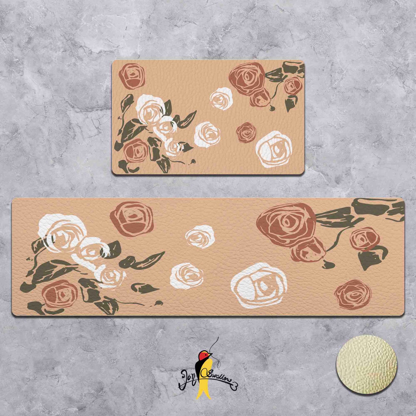 JoySwallow Rose Flowers Kitchen Runner, Floral Non-Slip Anti Fatigue Standing Rug, Comfort Floor Mat for Kitchen Laundry Décor