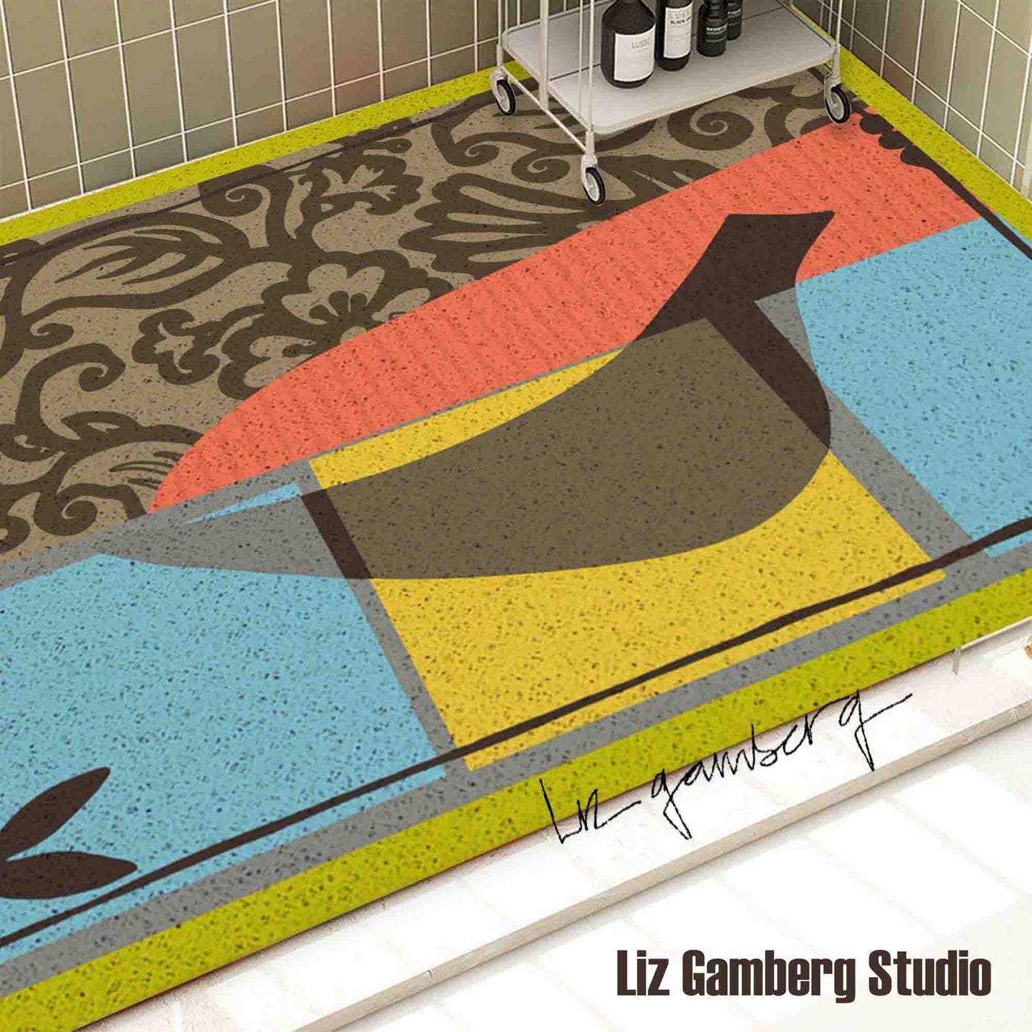 Solo Bird PVC Coil Bath Tub Mat by Liz Gamberg Studio from US
