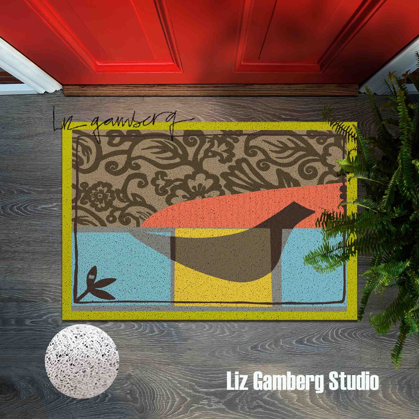 Solo Bird PVC Coil Door Mat by Liz Gamberg Studio from US
