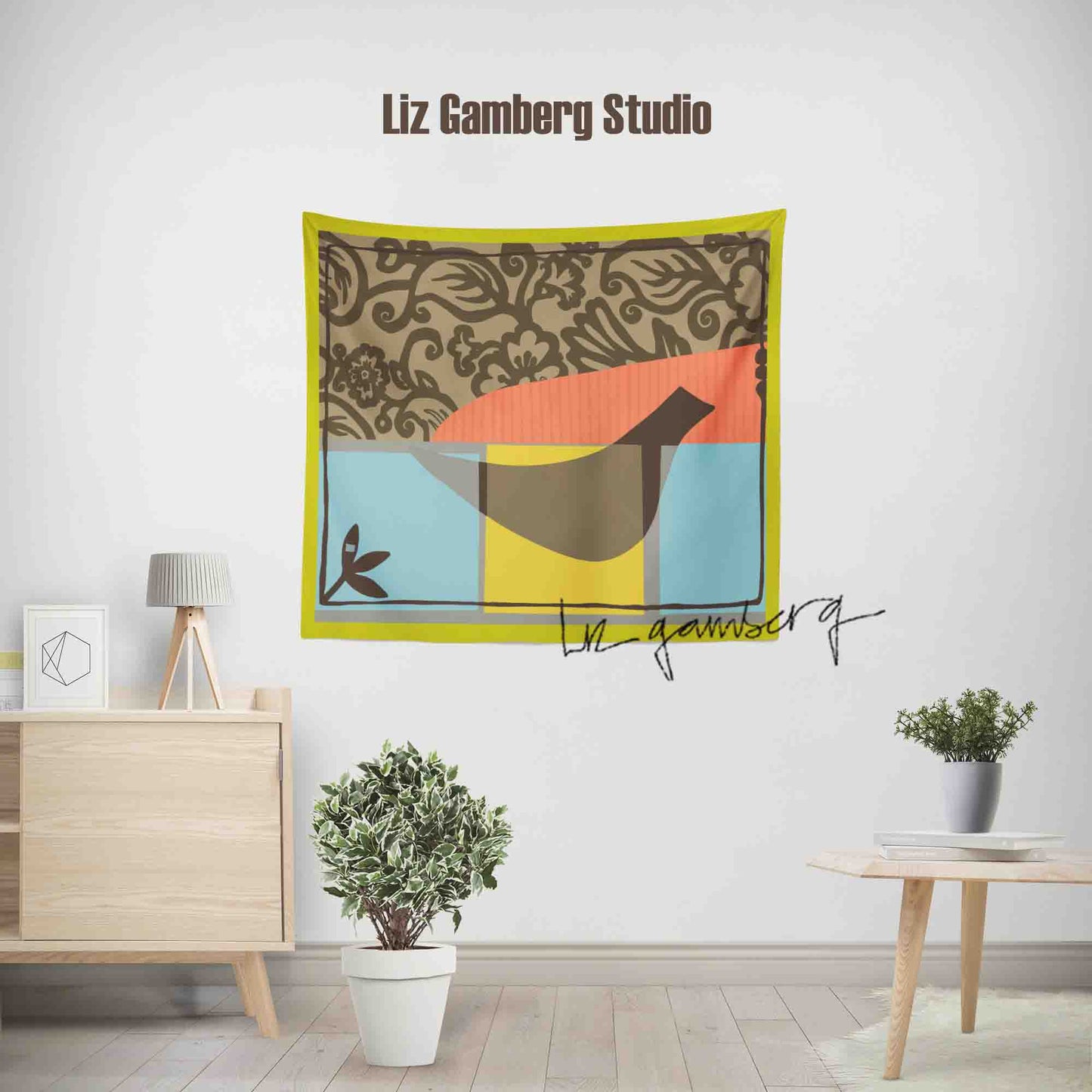 Solo Bird Tapestry by Liz Gamberg Studio from US