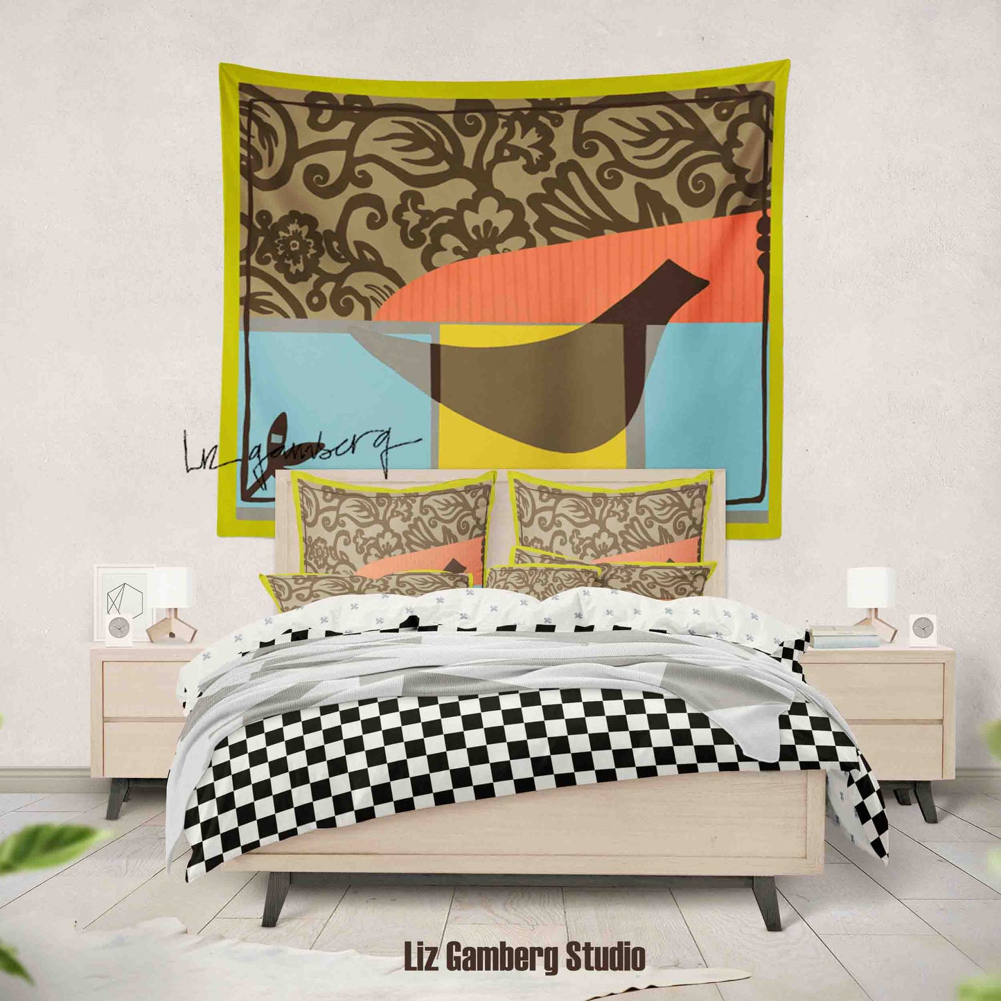Solo Bird Tapestry by Liz Gamberg Studio from US