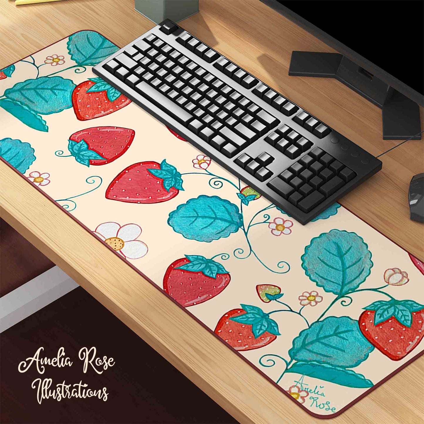 Strawberries and Cream Mousepad by AmeliaRose Illustrations from UK