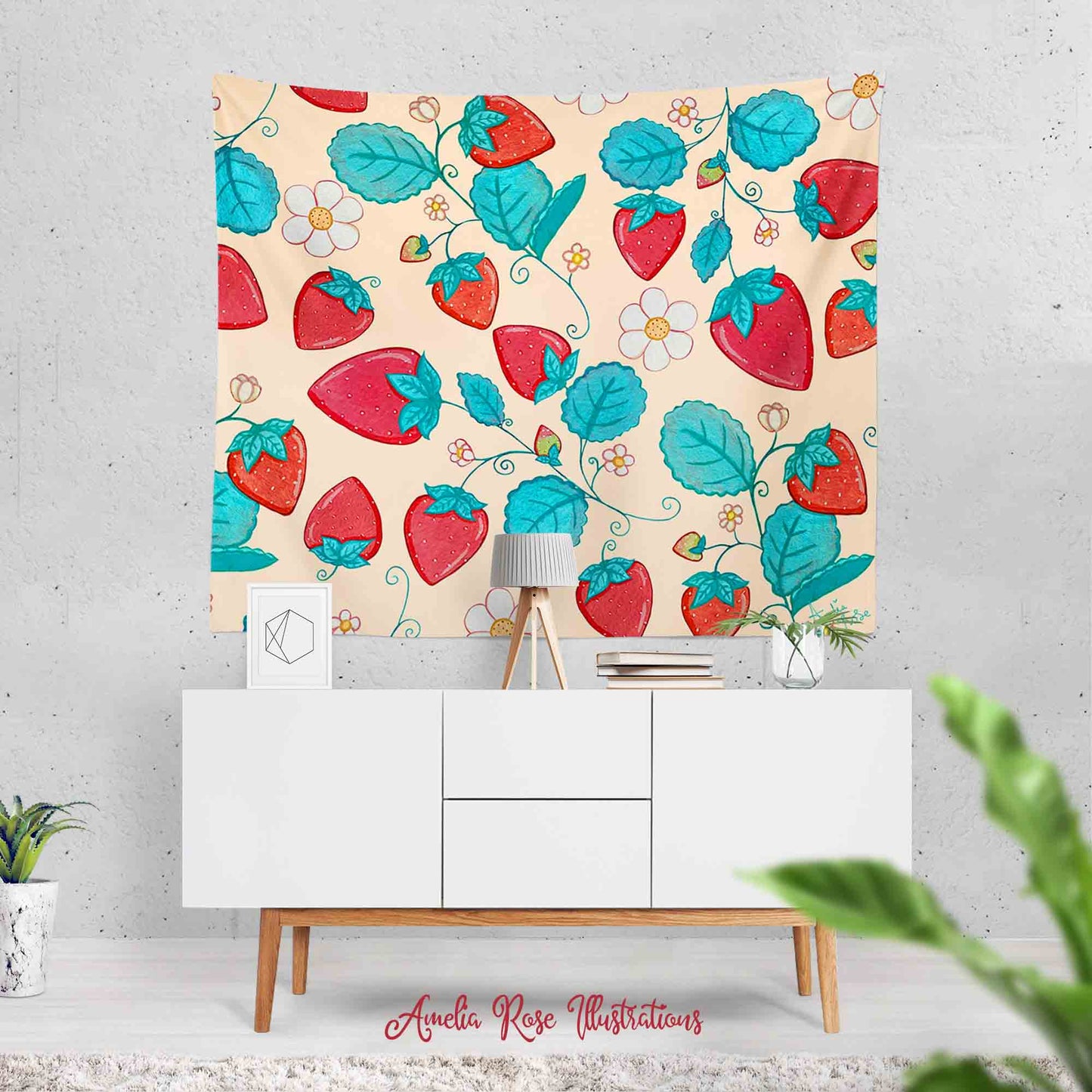 Strawberries and Cream Tapestry by AmeliaRose Illustrations from UK