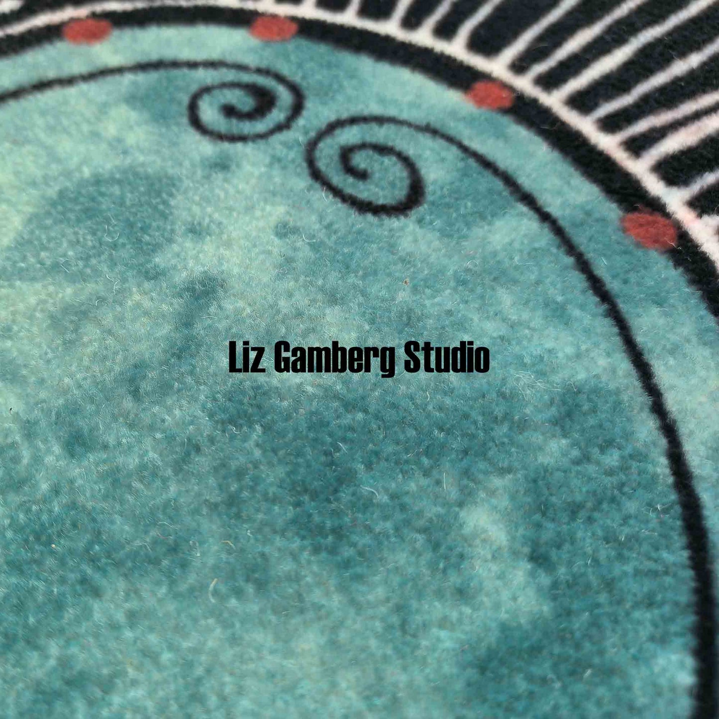 Teal with Carved Border Flannel Door Mat by Liz Gamberg Studio from US