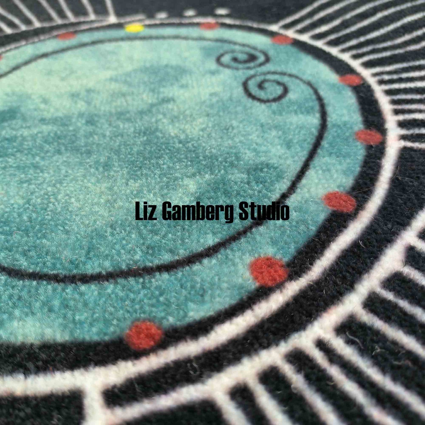 Teal with Carved Border Flannel Door Mat by Liz Gamberg Studio from US
