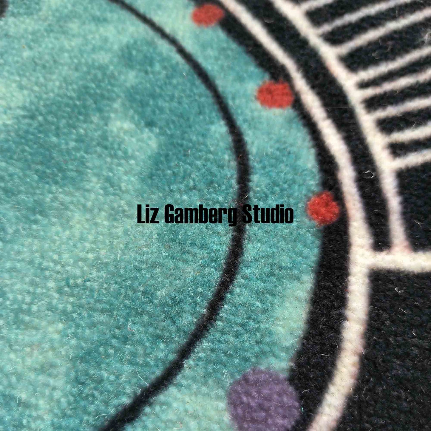 Teal with Carved Border Flannel Door Mat by Liz Gamberg Studio from US