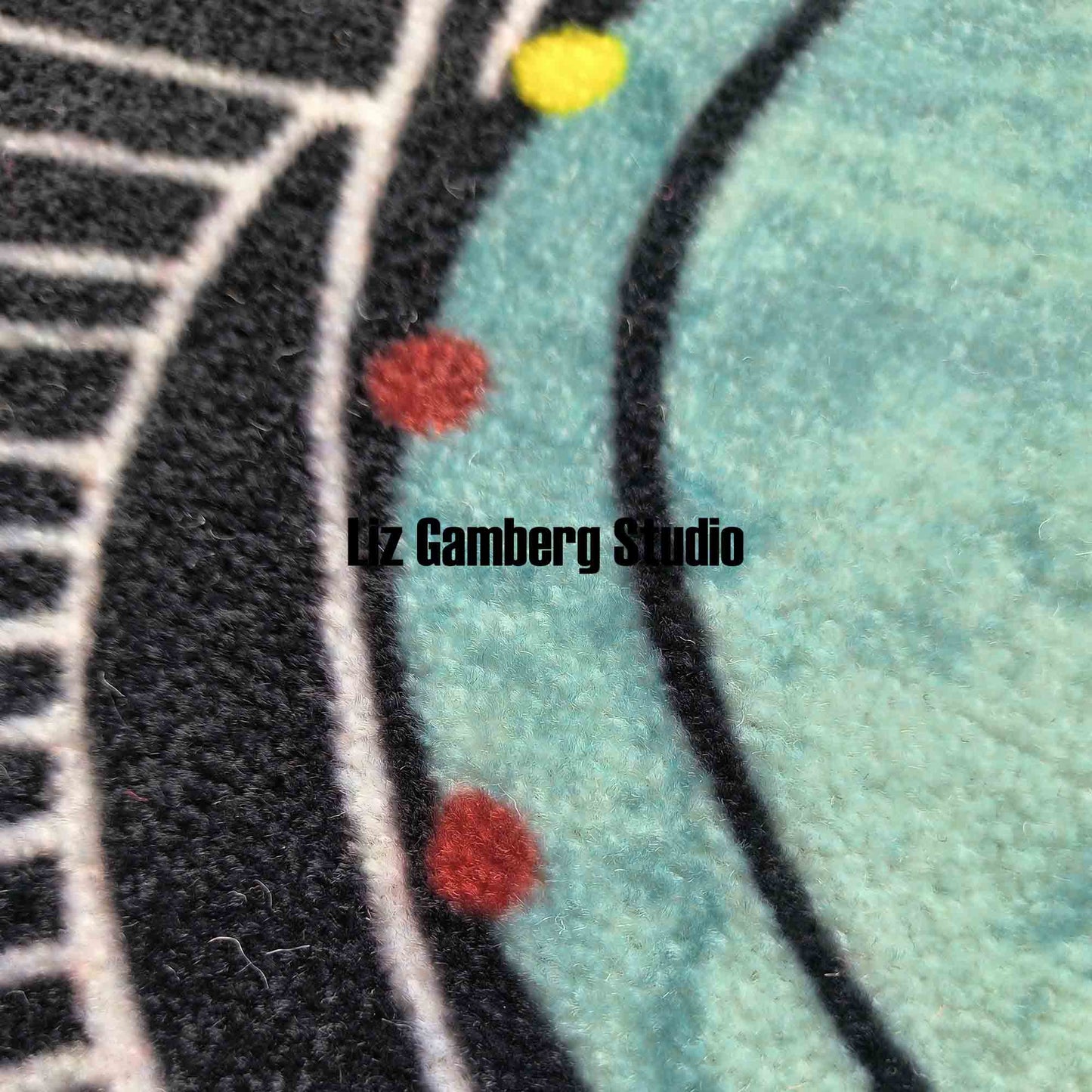 Teal with Carved Border Flannel Door Mat by Liz Gamberg Studio from US